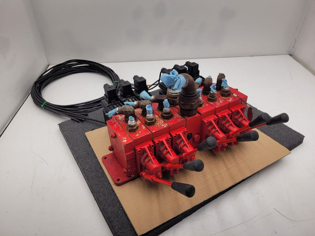 Norcan Proportional 6x Valve Block with Solenoid Controls Manual Lever Override
