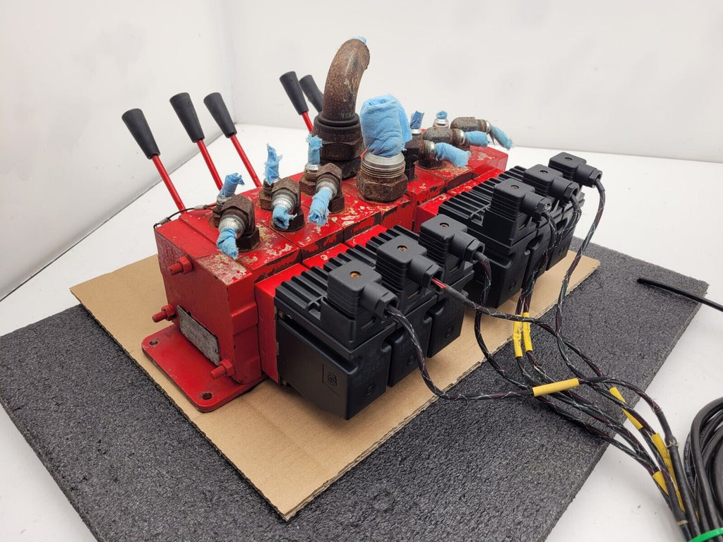 Norcan Proportional 6x Valve Block with Solenoid Controls Manual Lever Override