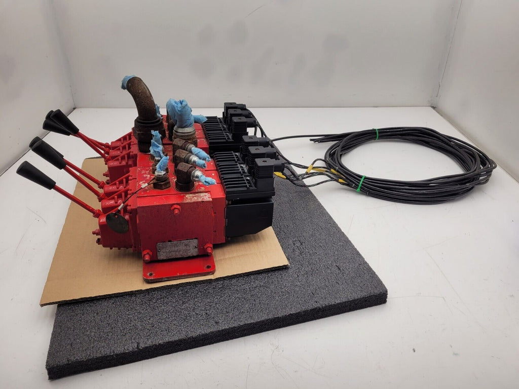 Norcan Proportional 6x Valve Block with Solenoid Controls Manual Lever Override