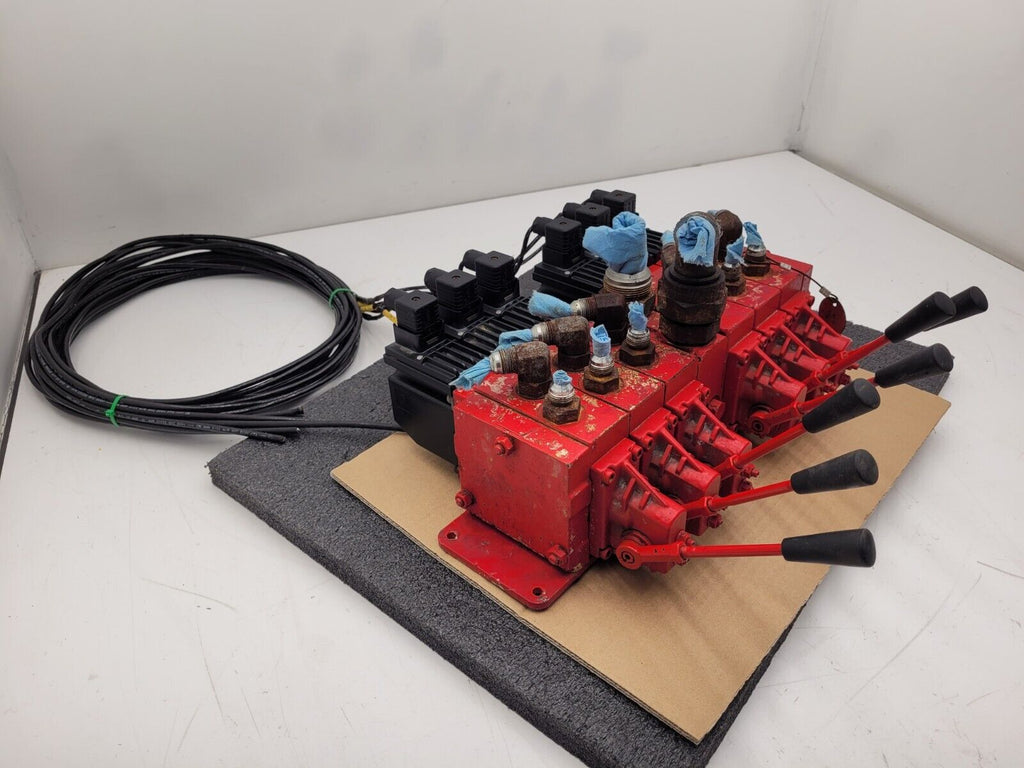 Norcan Proportional 6x Valve Block with Solenoid Controls Manual Lever Override