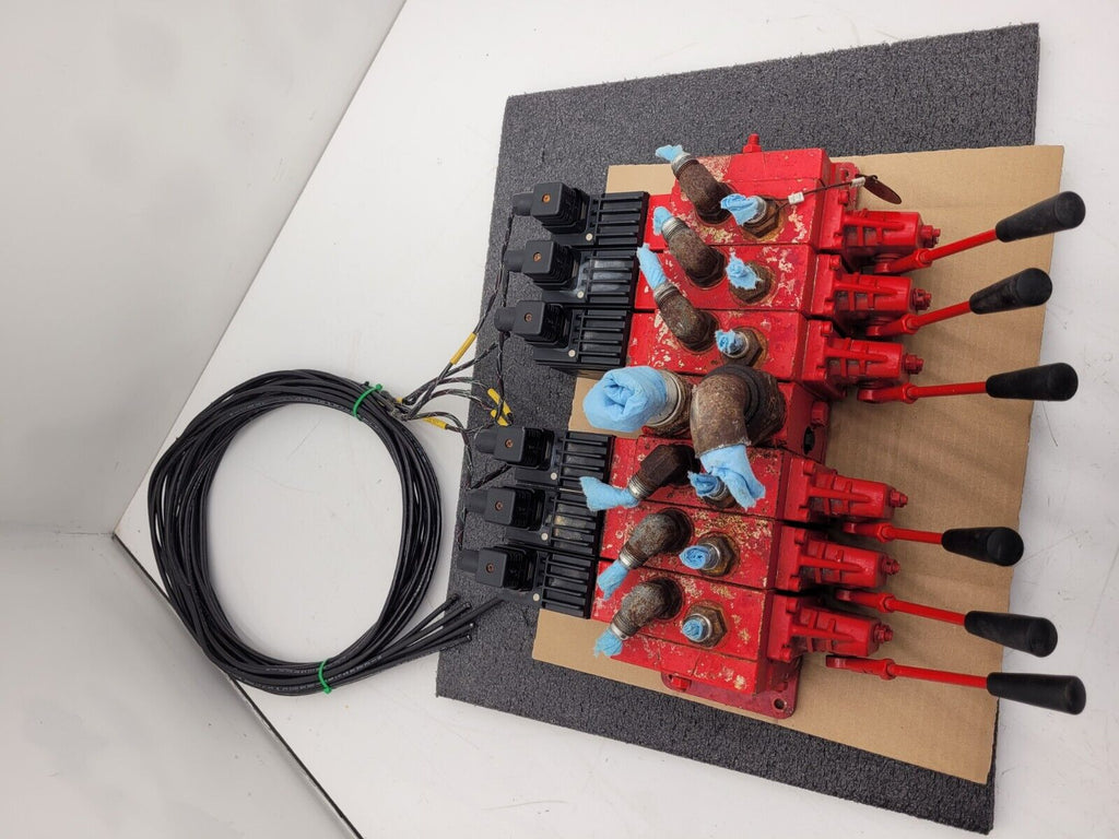 Norcan Proportional 6x Valve Block with Solenoid Controls Manual Lever Override