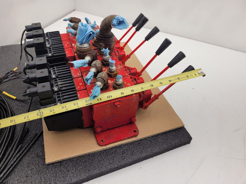 Norcan Proportional 6x Valve Block with Solenoid Controls Manual Lever Override