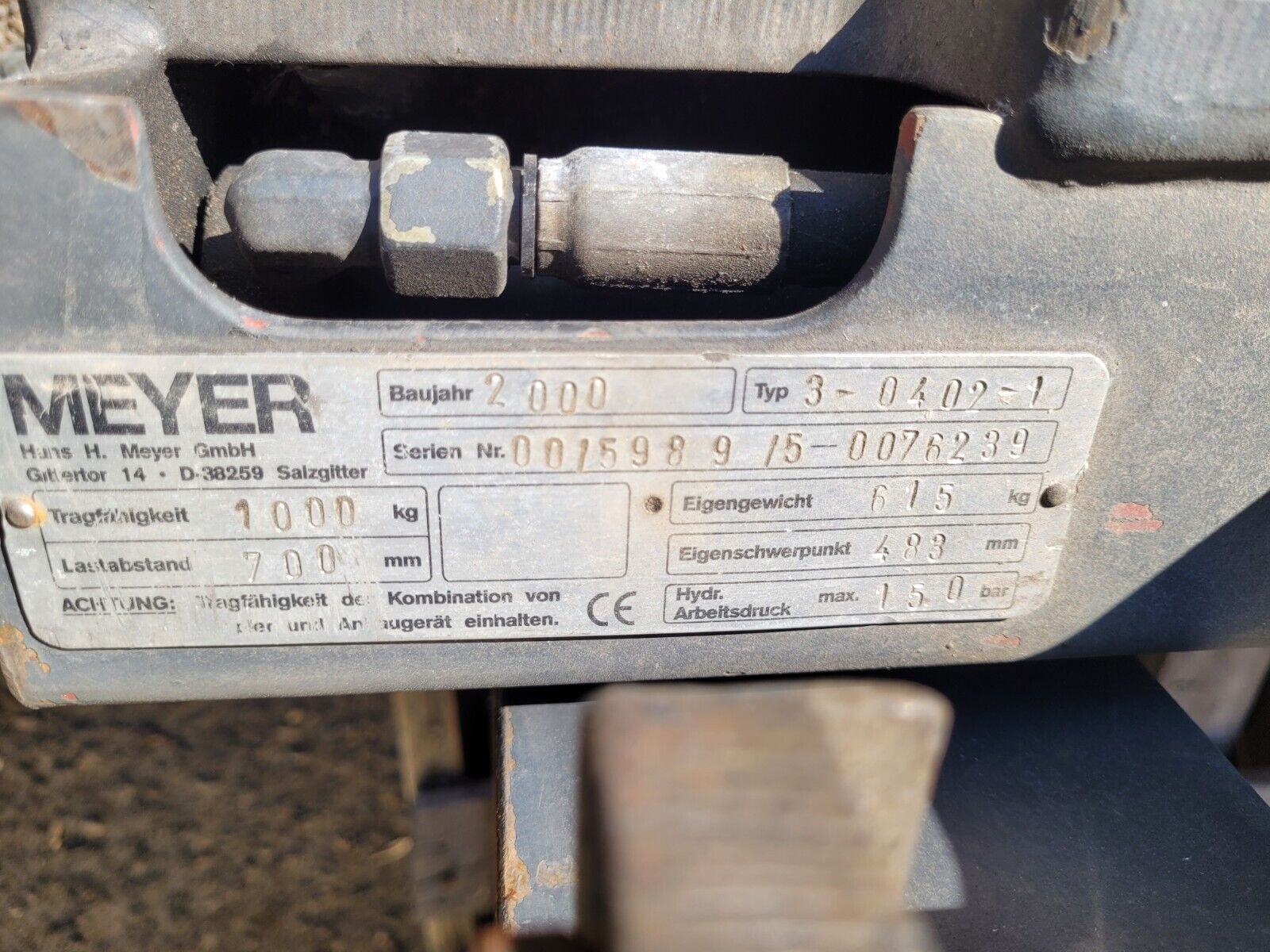 Meyer 1 Ton Forklift Bale Carton Clamp Attachment 3-0402-1 Class 2 Carriage