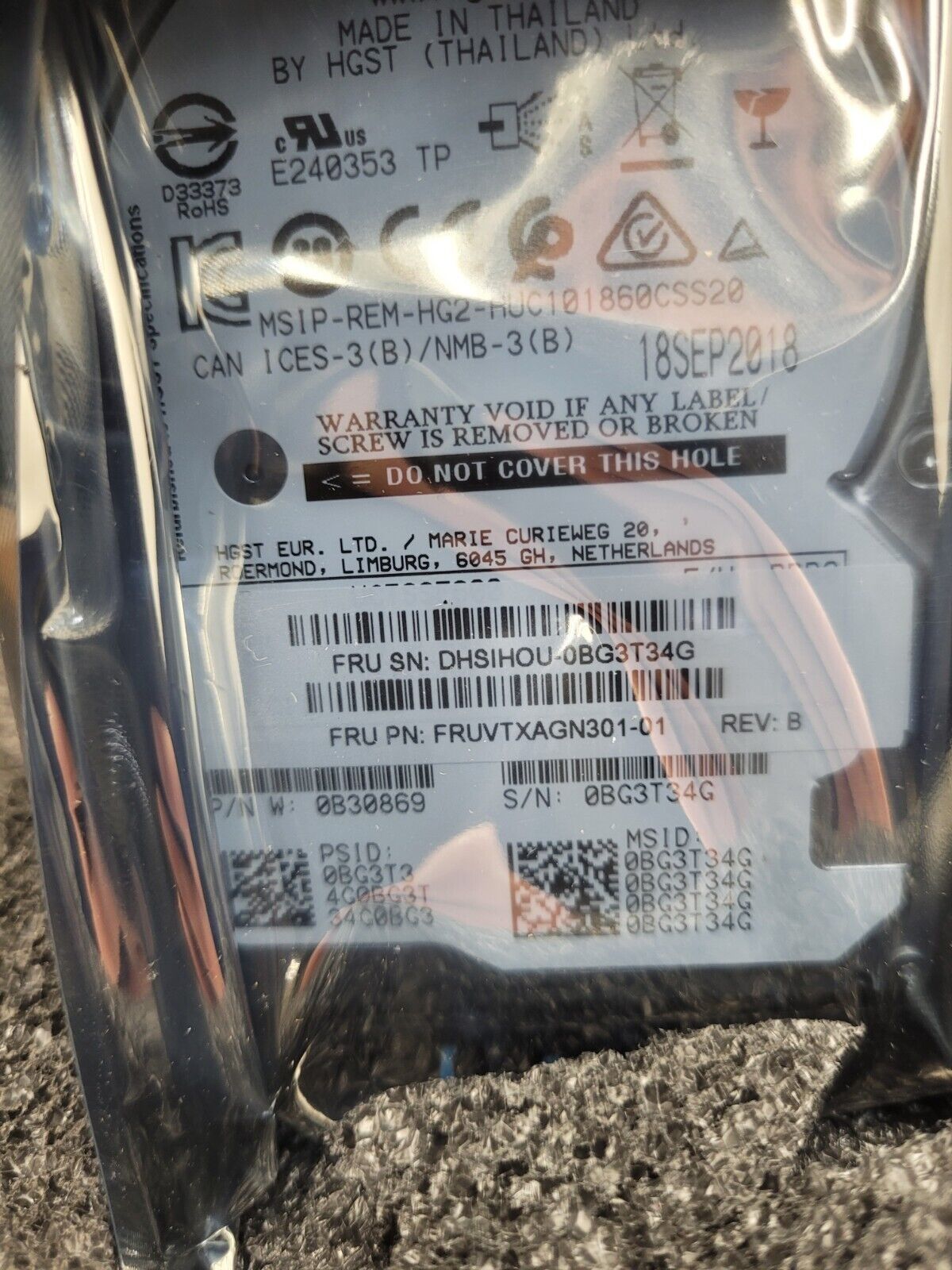 Hitachi HSGT 0B30869 HUC101860CSS20 600GB SAS 10K 12G 2018 Manufacture Date NEW