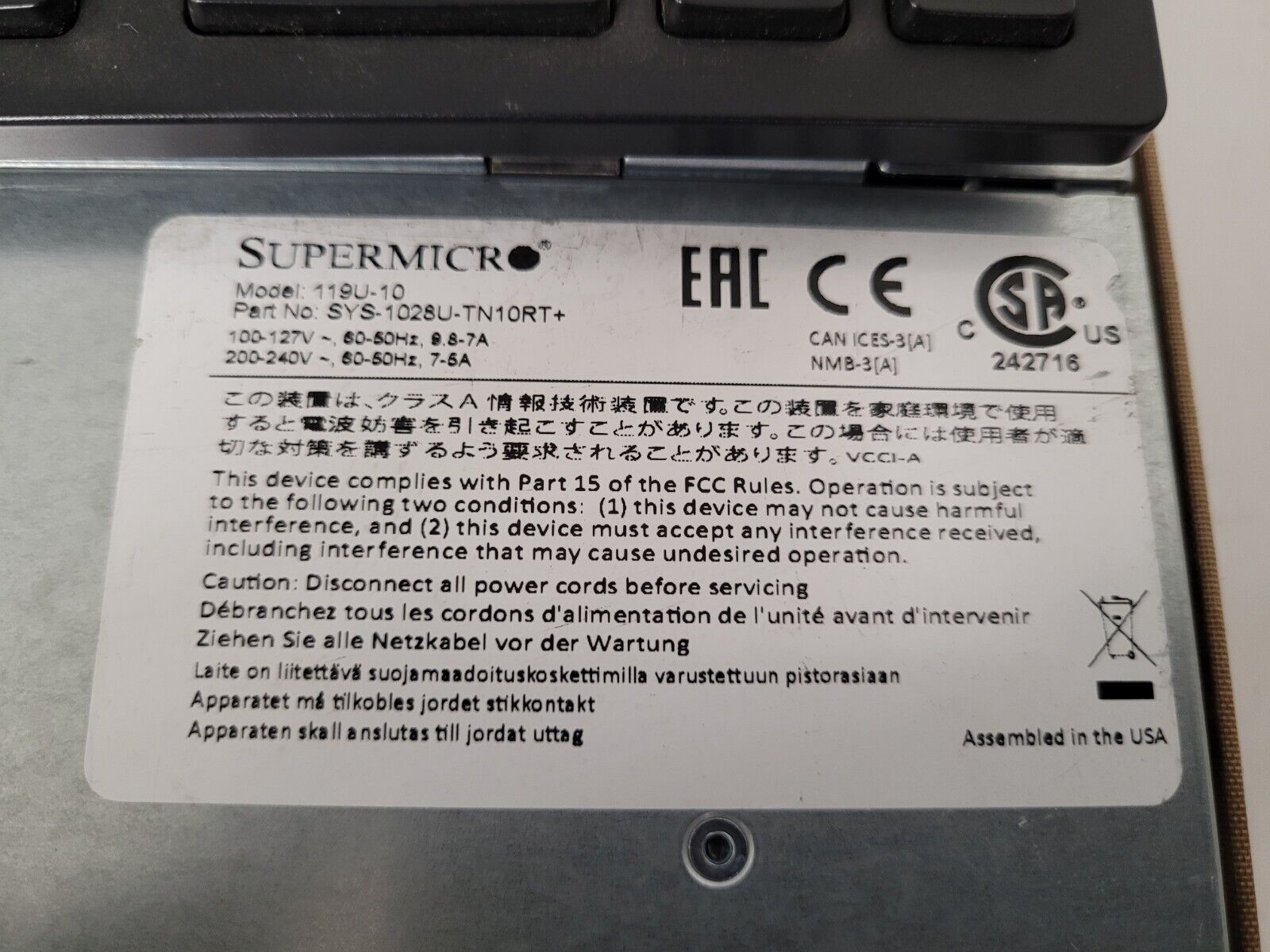 Supermicro 10 Bay SFF X10DRU-i+ 10x NVMe 2x Intel E5-2620 V4 192GB 2133Mhz Ram