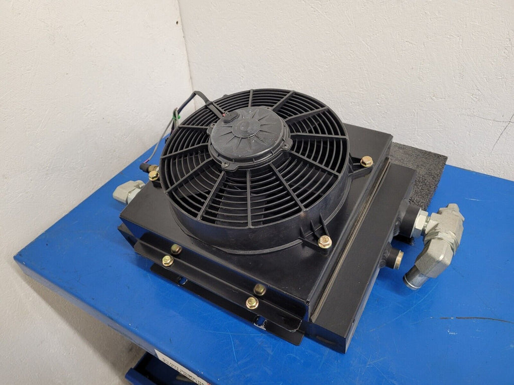American Cooling Systems Hydraulic Oil Cooler Radiator 24714AM + 12VDC Fan D