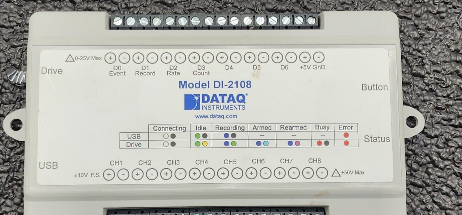 DATAQ Instruments DI-2108 Data Acquisition Kit w/ cable, power on tested