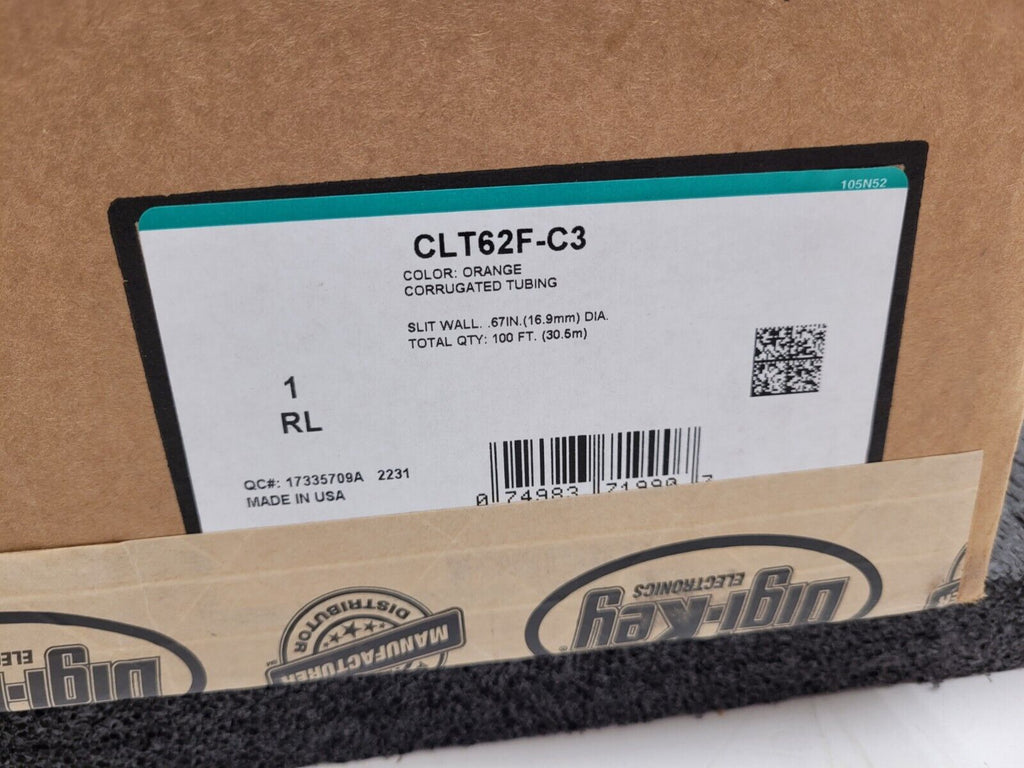 Panduit CLT62F-C3 Orange Currogated Slit Wall Wrap Cable Tubing 100FT 0.67" DIA
