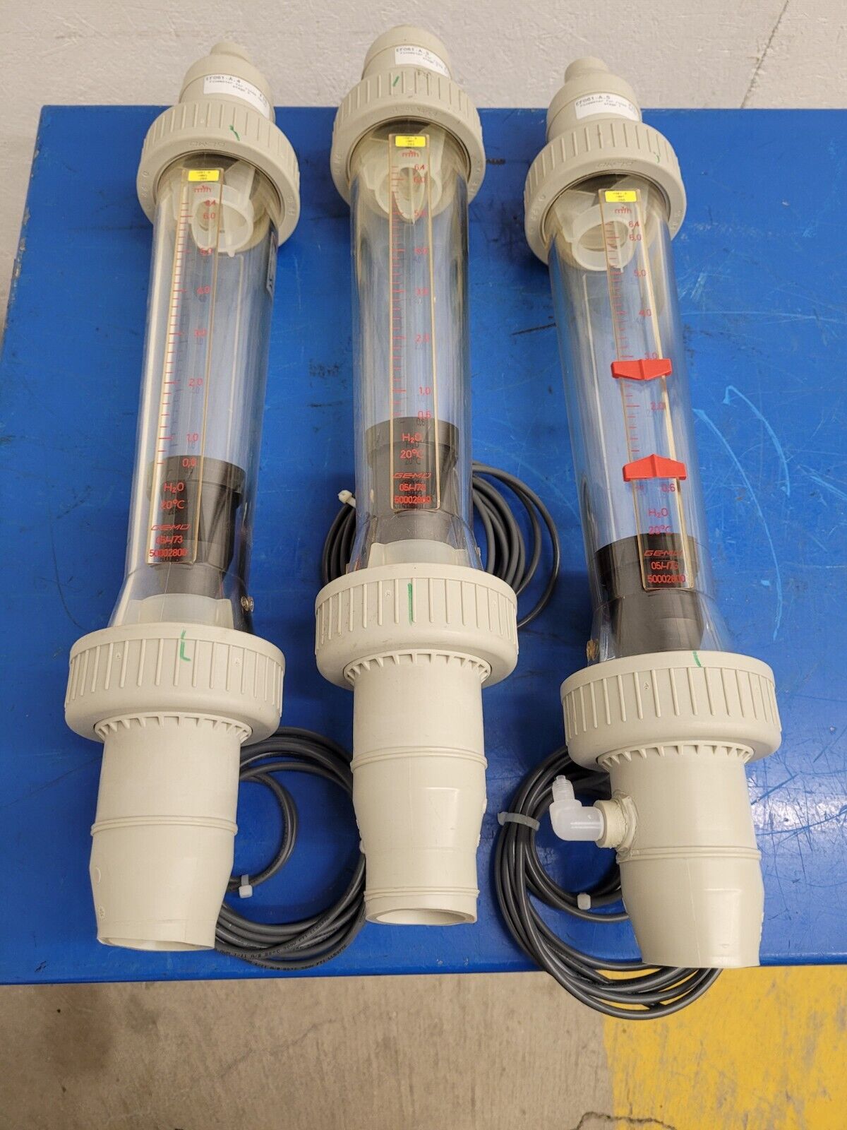 Lot of 5x GEMU 815 R50 Plastic Variable Area Flow Meter Liquids Gases w/ sensors