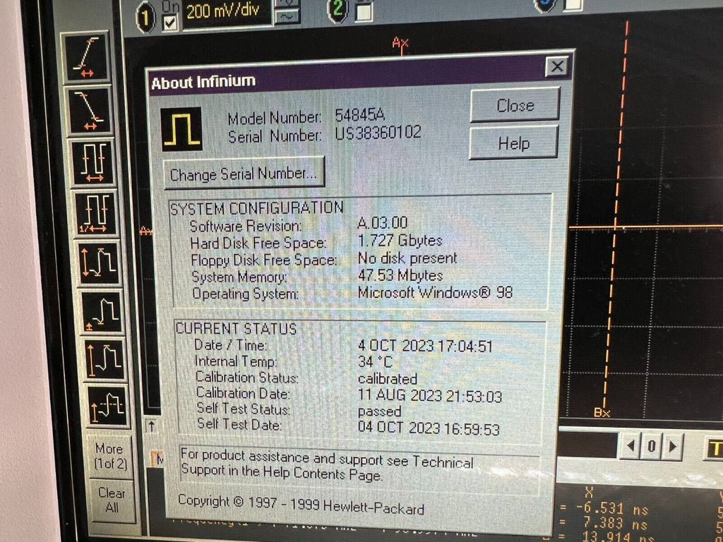 Agilent HP 54845A 4CH 1.5GHz 8 GSa/s Infiniium Infinium Digital Oscilloscope DSO