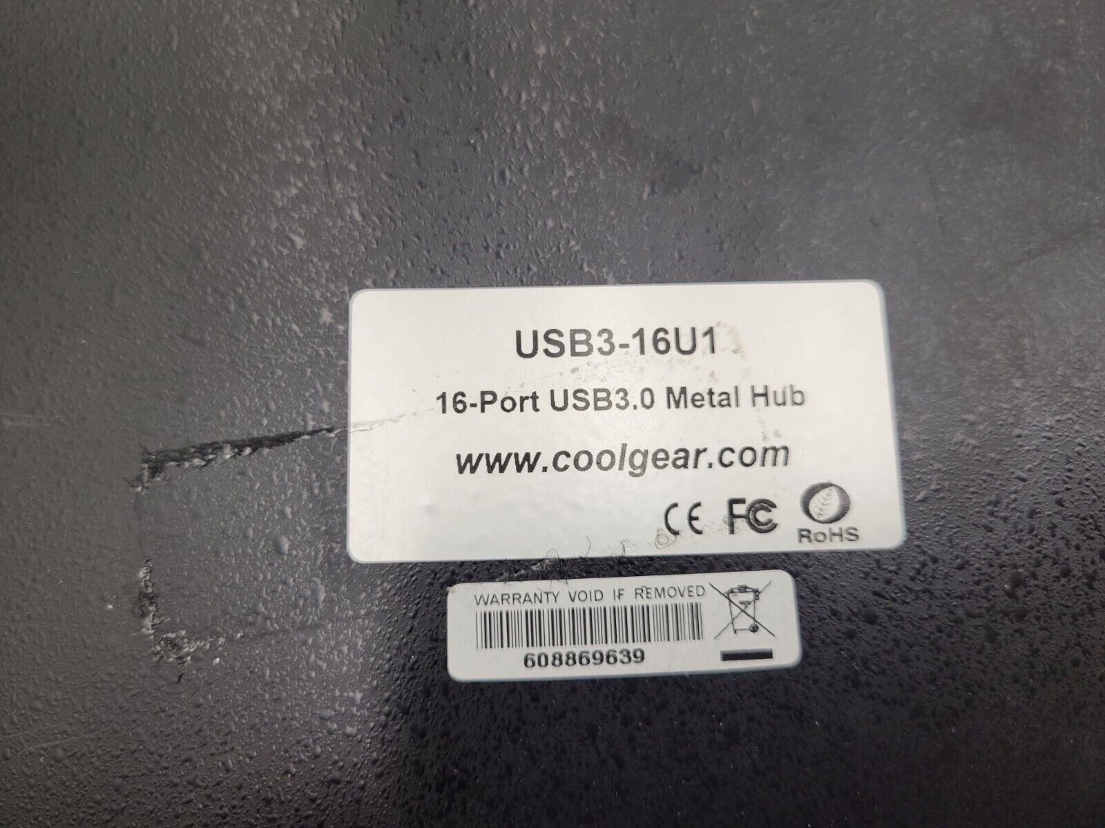 COOLGEAR USB3-16U1 16 PORT USB 3.2 GEN 1 HUB & ESD SURGE PROTECTION COOL GEAR