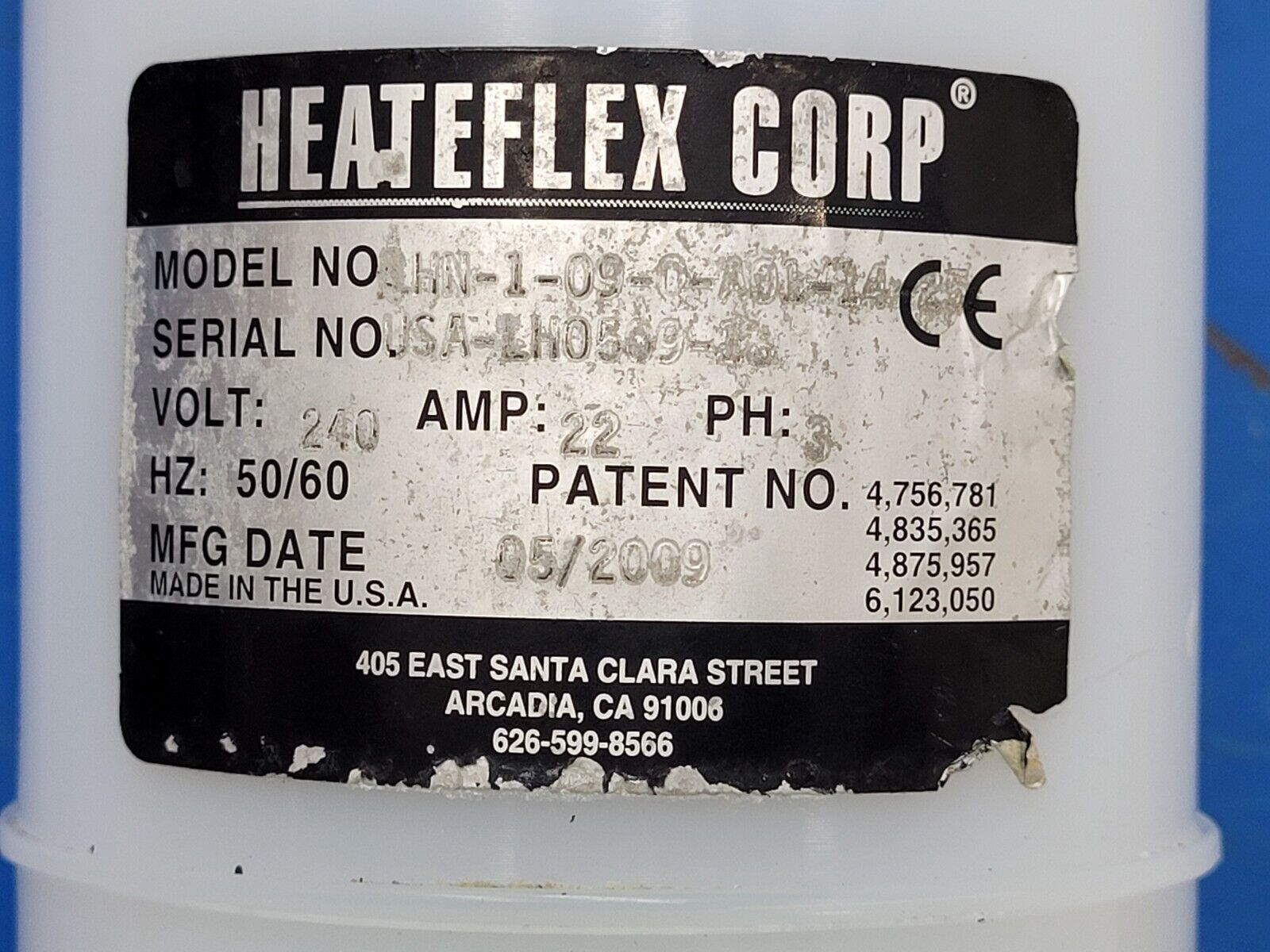 Heateflex LHN-1-09-0-A01-24-23 Ultra Pure In-line Fluid Acid Heater PVDF/PFA 9kW