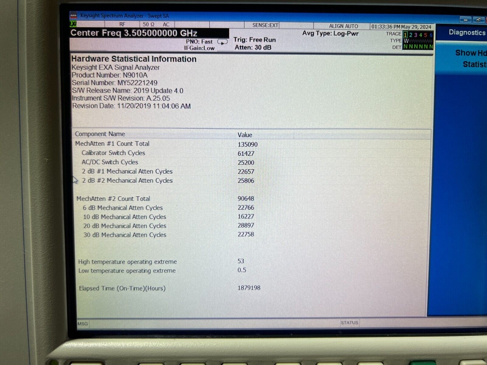 Agilent Keysight N9010A Opt 507 B25 10hz - 7GHz EXA Signal Spectrum Analyzer