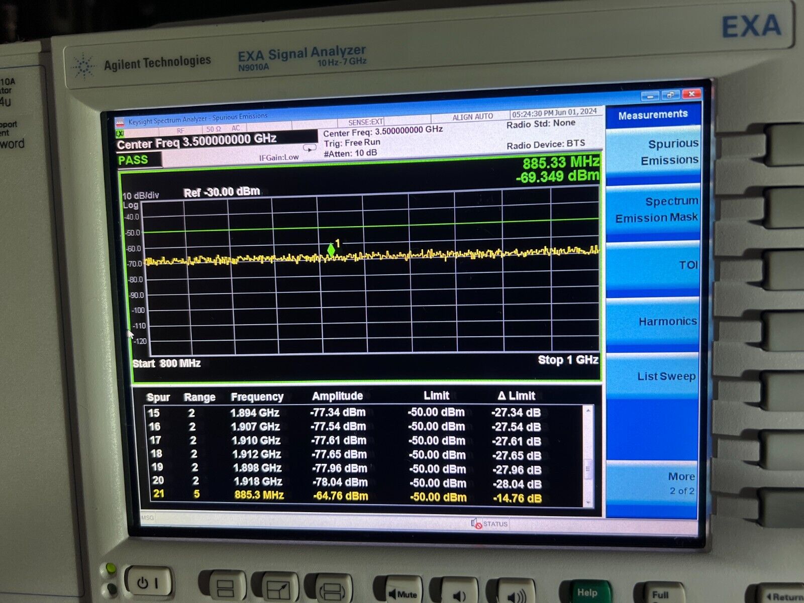Agilent Keysight N9010A Opt 507 B25 10hz - 7GHz EXA Signal Spectrum Analyzer