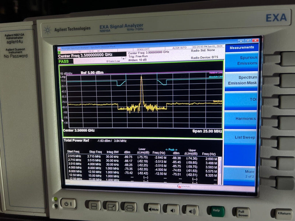 Agilent Keysight N9010A Opt 507 B25 10hz - 7GHz EXA Signal Spectrum Analyzer