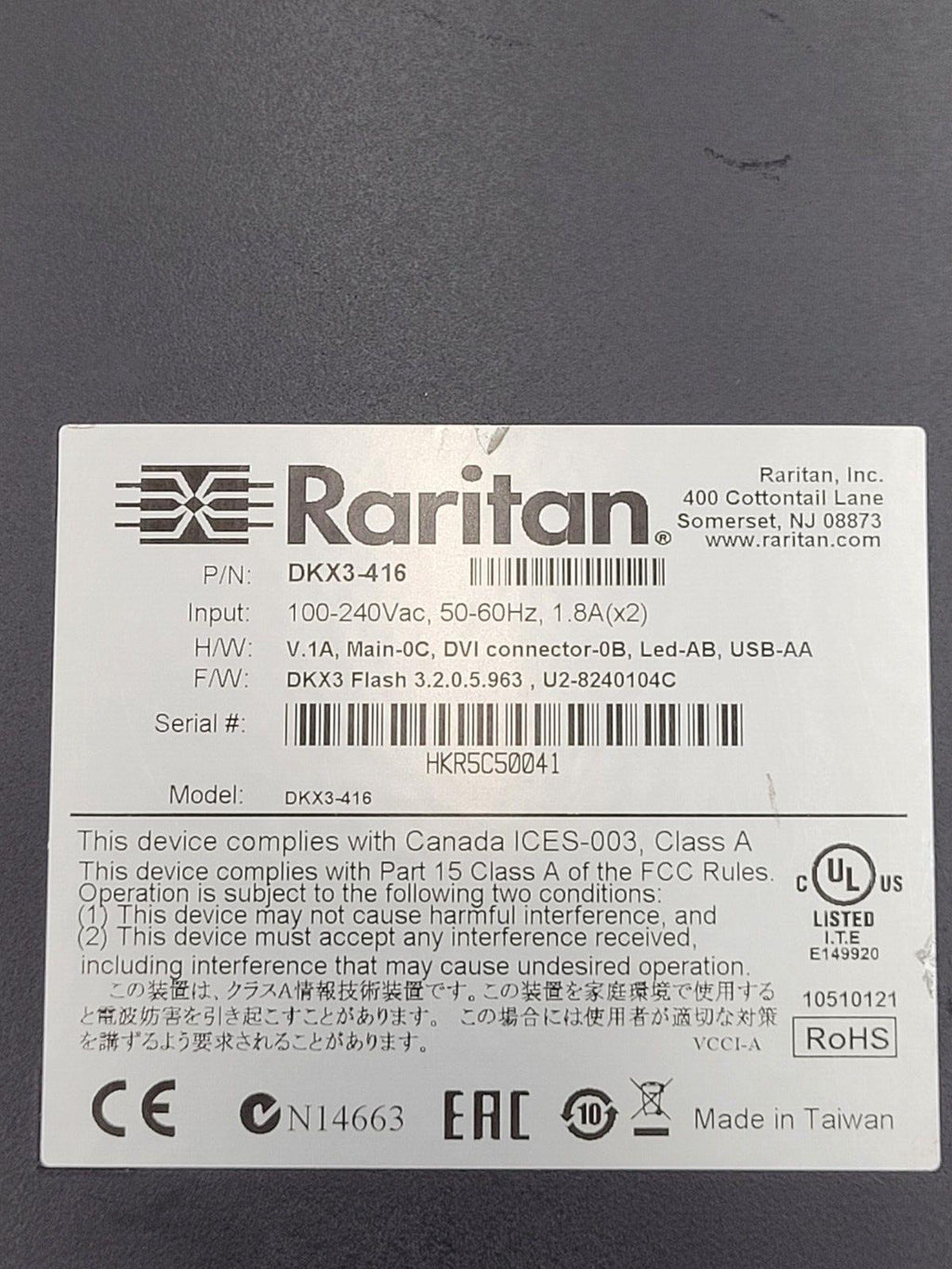 Raritan Dominion KX III DKX3-416 16-Port KVM Over IP Switch Tested Working