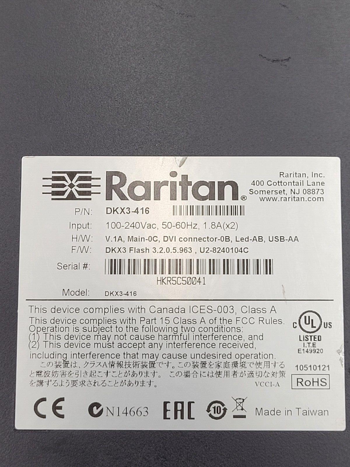 Raritan Dominion KX III DKX3-416 16-Port KVM Over IP Switch Tested Working