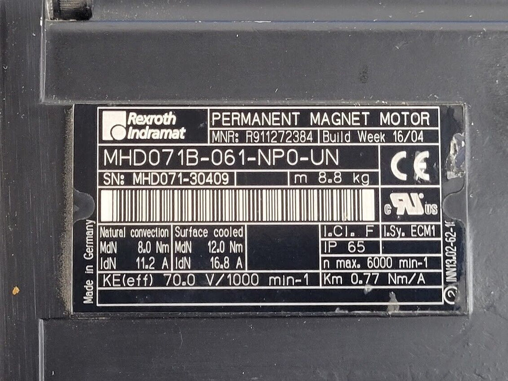 Rexroth Indramat MHD071B-061-NP0-UN Permanent Magnet Servo Motor Alpha Gearhead