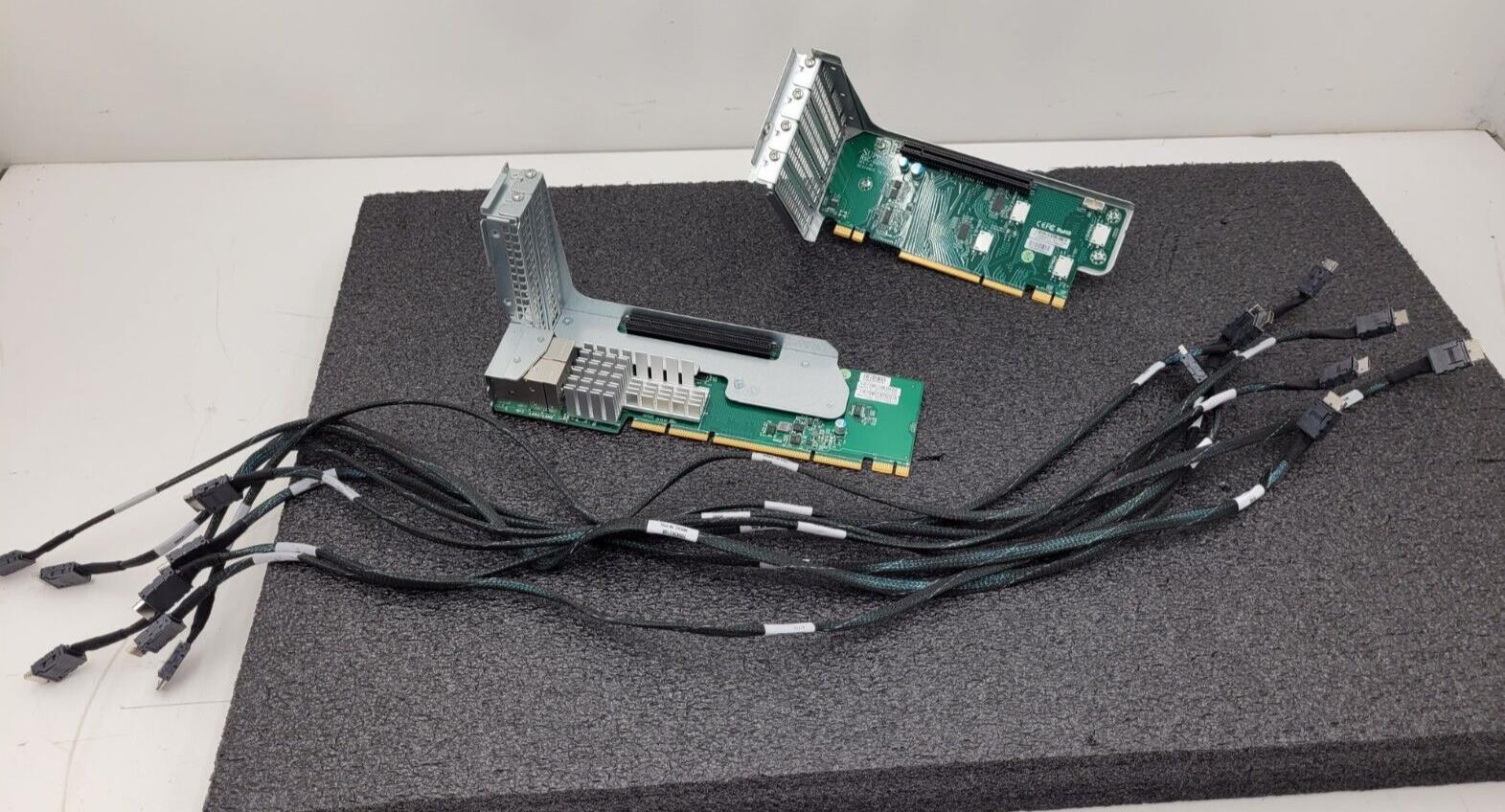 2x SuperMicro Riser Boards and 8x OCuLink Cables AOC-2UR6N4-i4XT and RSC-U2N4-6