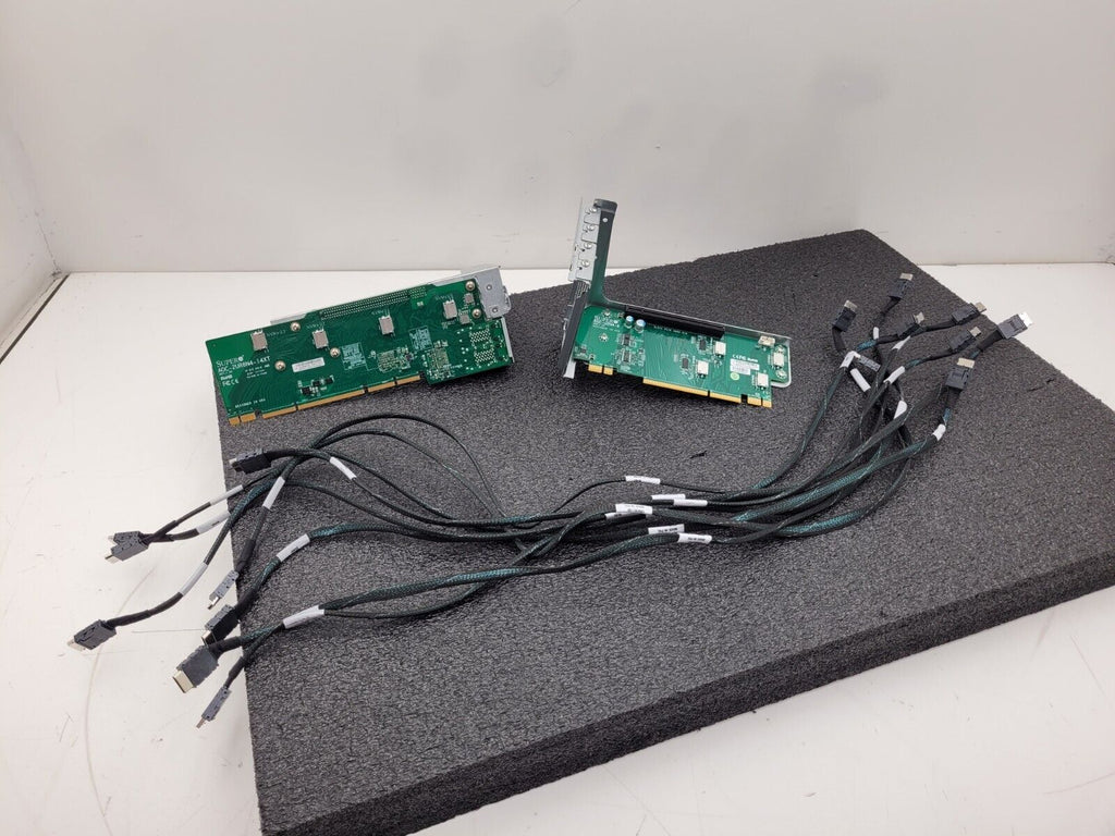2x SuperMicro Riser Boards and 8x OCuLink Cables AOC-2UR6N4-i4XT and RSC-U2N4-6