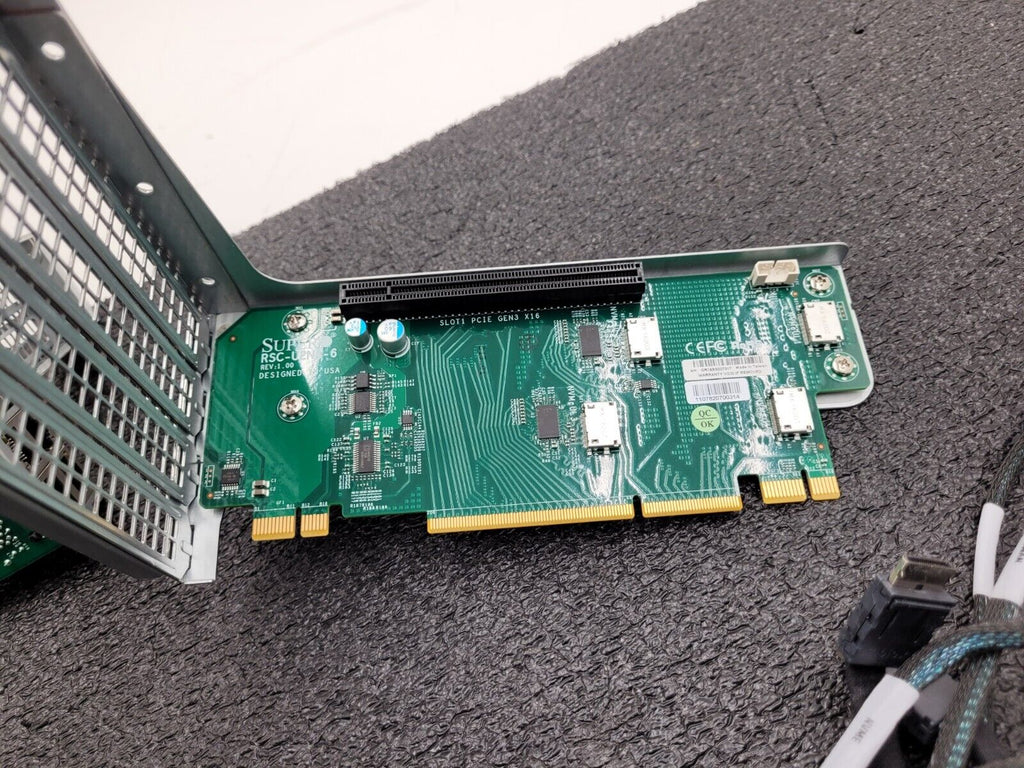 2x SuperMicro Riser Boards and 8x OCuLink Cables AOC-2UR6N4-i4XT and RSC-U2N4-6