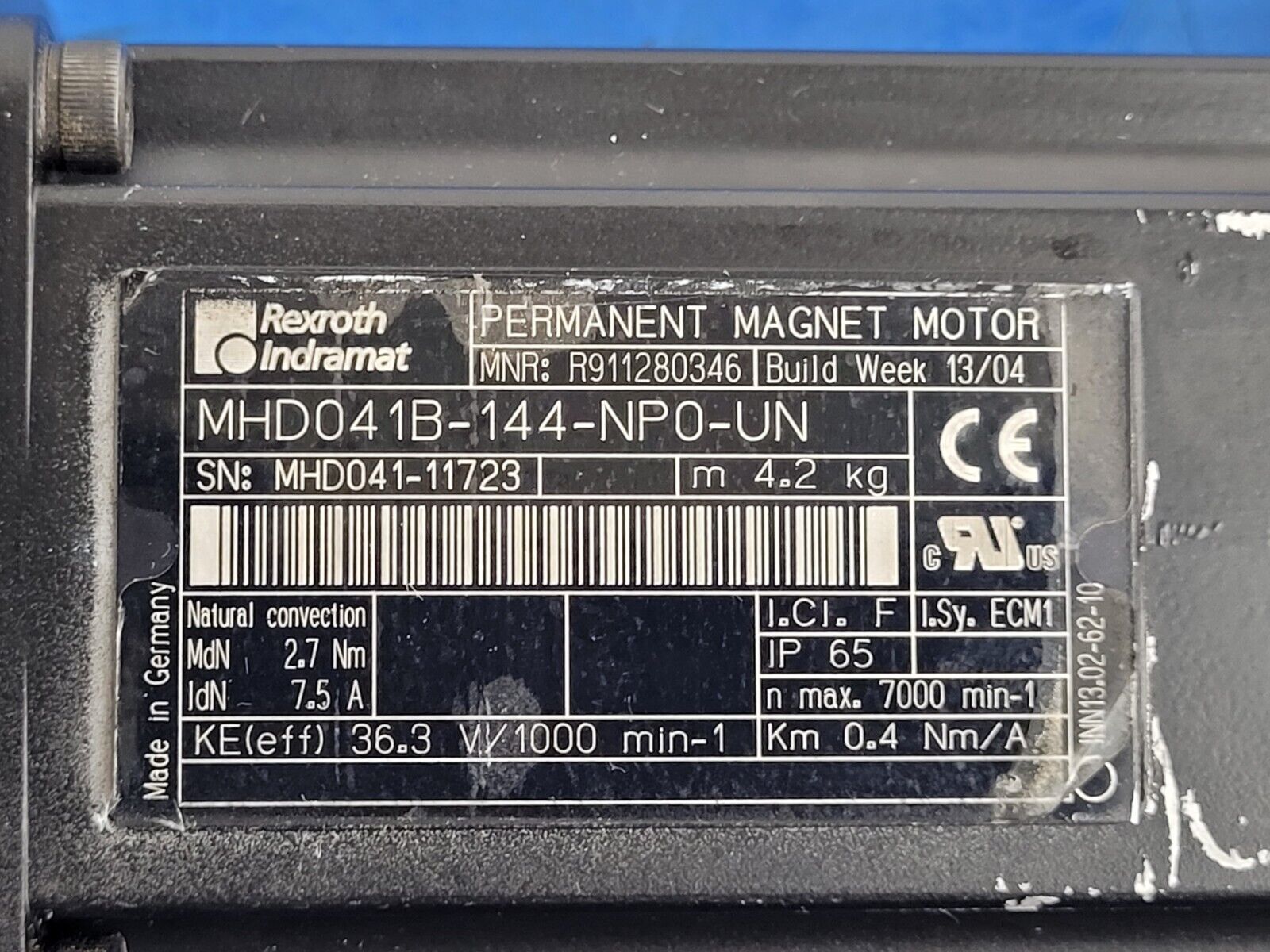 Rexroth Indramat MKD041B-144-NP0-UN Permanent Magnet Servo Motor 7000RPM