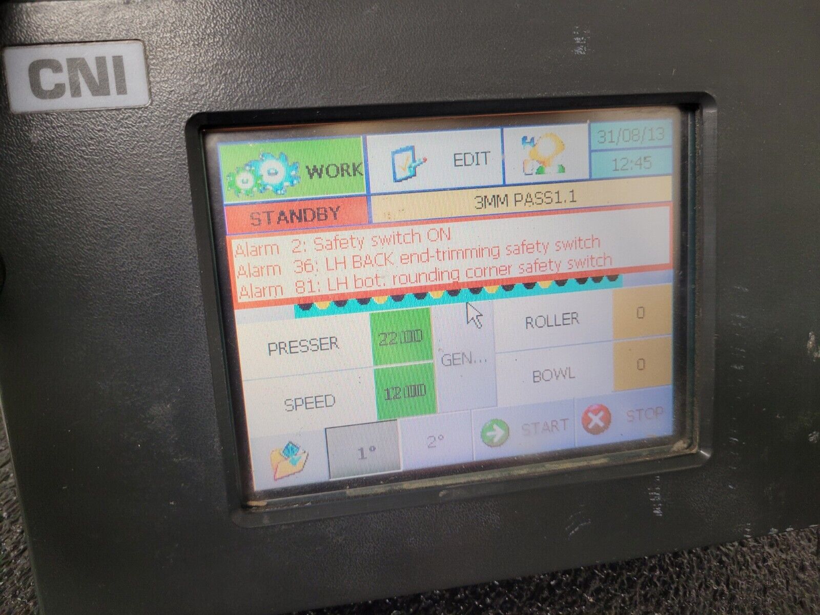 CNI Edge Bander Polymac Akron 440 Operator Interface HMI Panel Working Pull