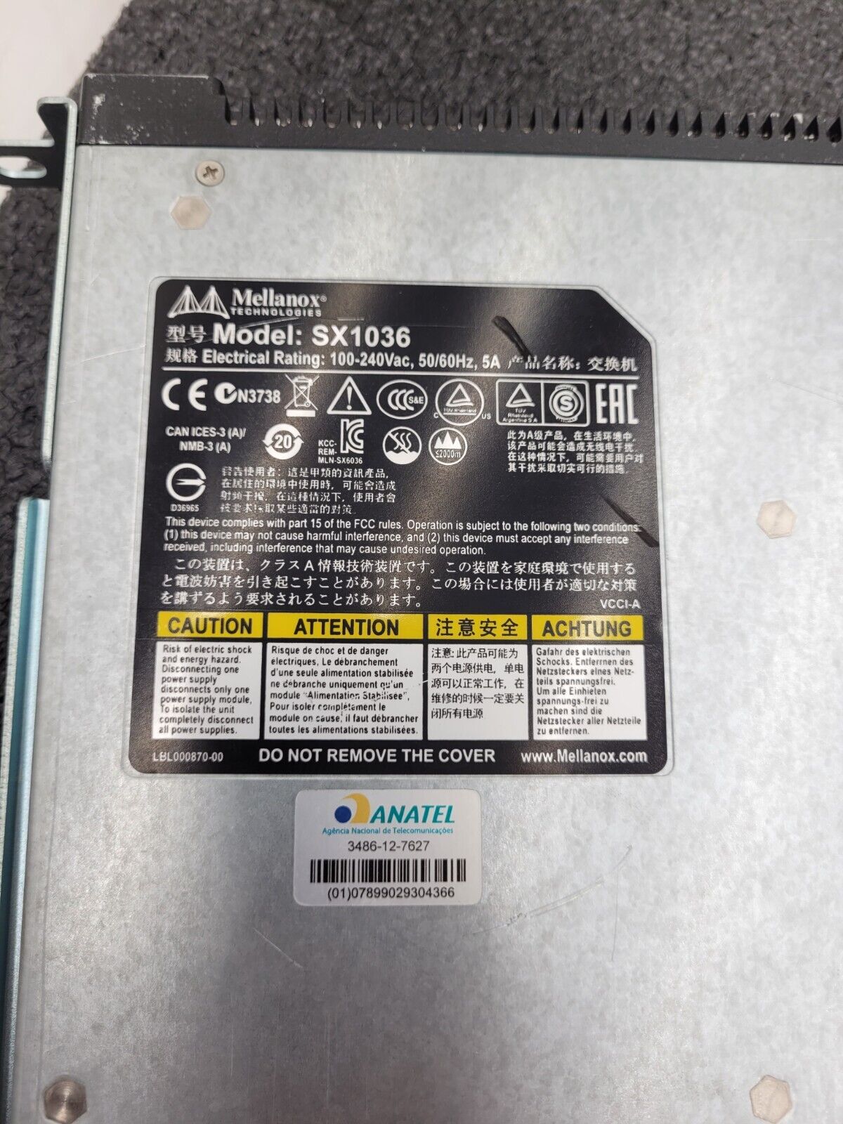 Mellanox SX1036 36x QSFP 40Gb Managed QSFP Infiniband Switch 2x PSU