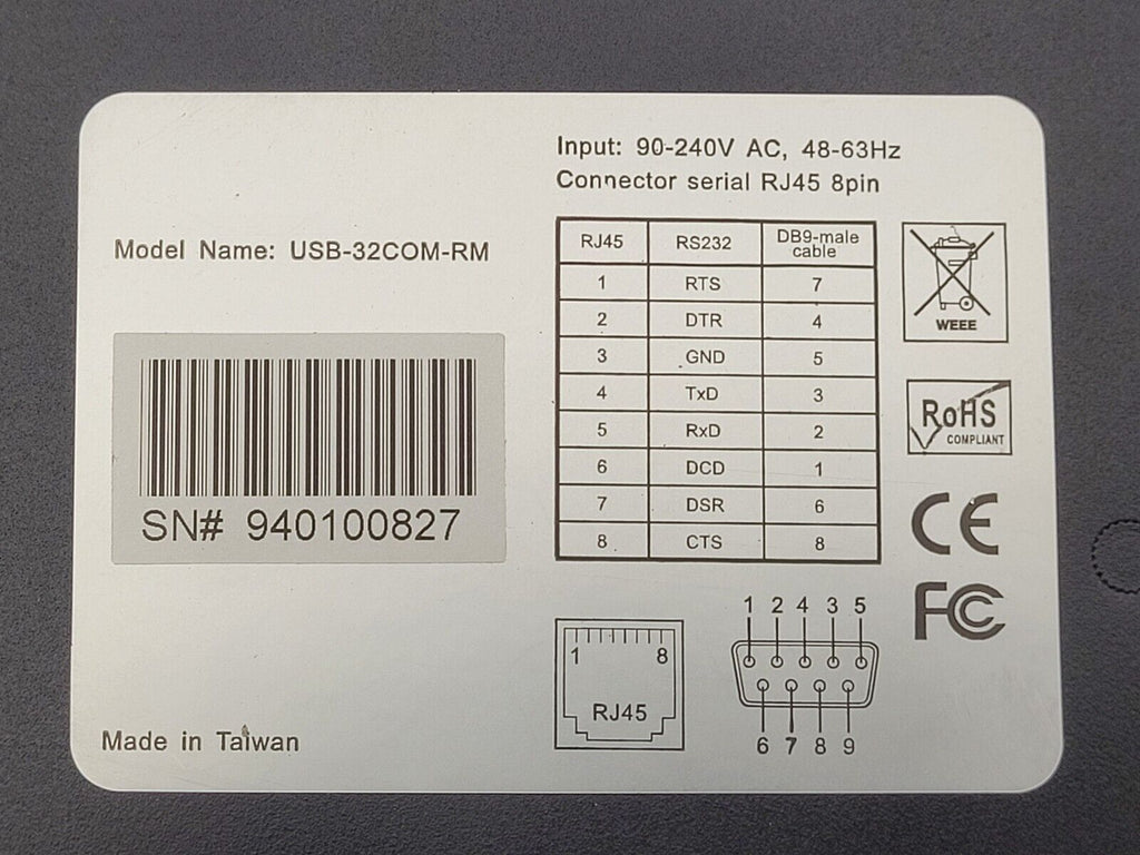 Coolgear USB to 32 Port COM RS-232 Serial Adapter FTDI Chipset USB-32COM-RM