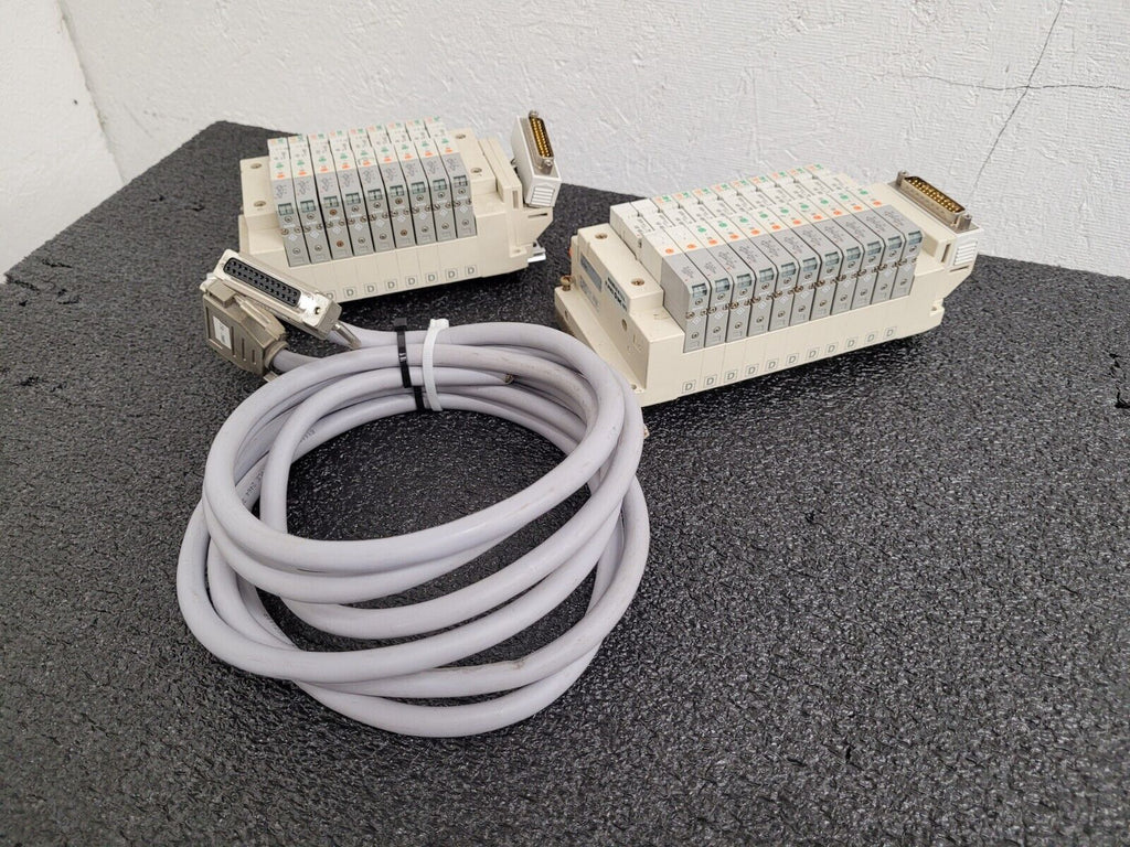 2x SMC Pneumatic Valve Block Lot w/19 valves SV1A00-5FU SV1100-5FU DIN Rail