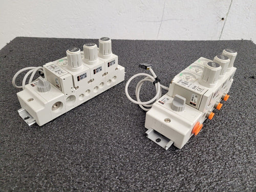 2x SMC DIN Rail Mount Pressure Regulator Blocks 6x regulators ARM11CB0-R00-A1Z