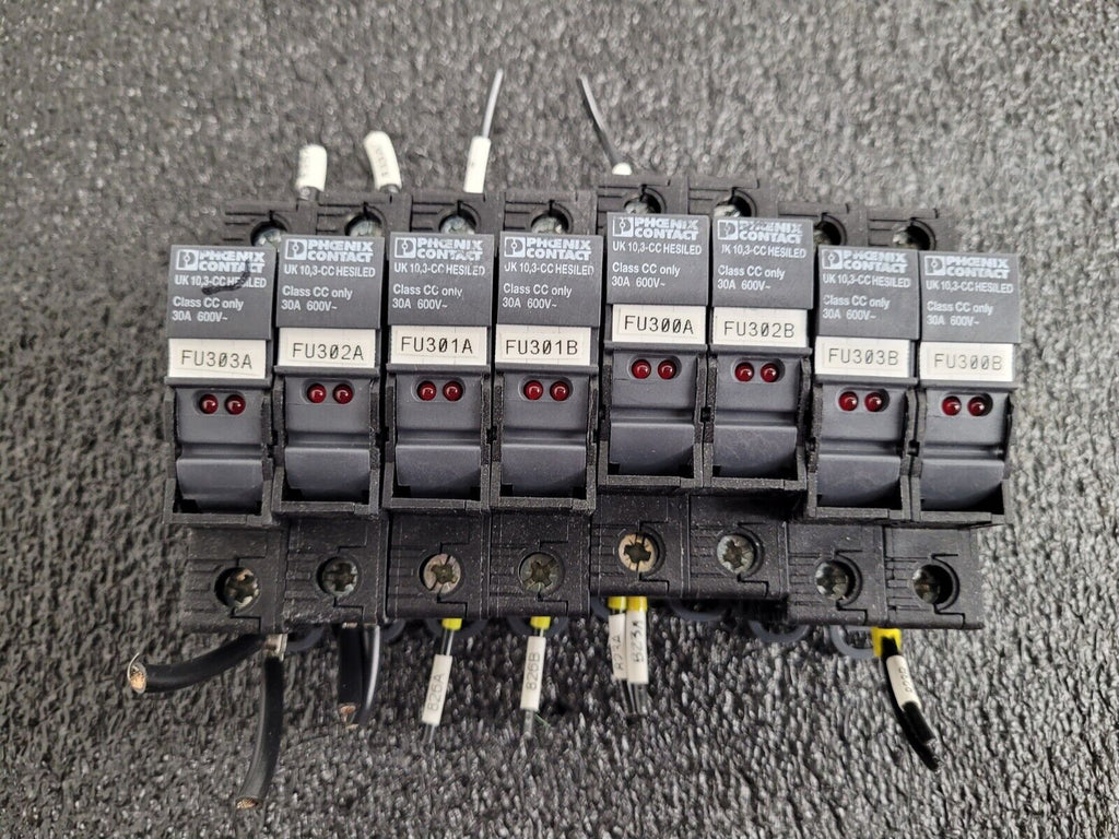 Lot of 8x Phoenix Contact UK 10,3-CC DIN Rail Fuse Holder w/ Indicator Class CC