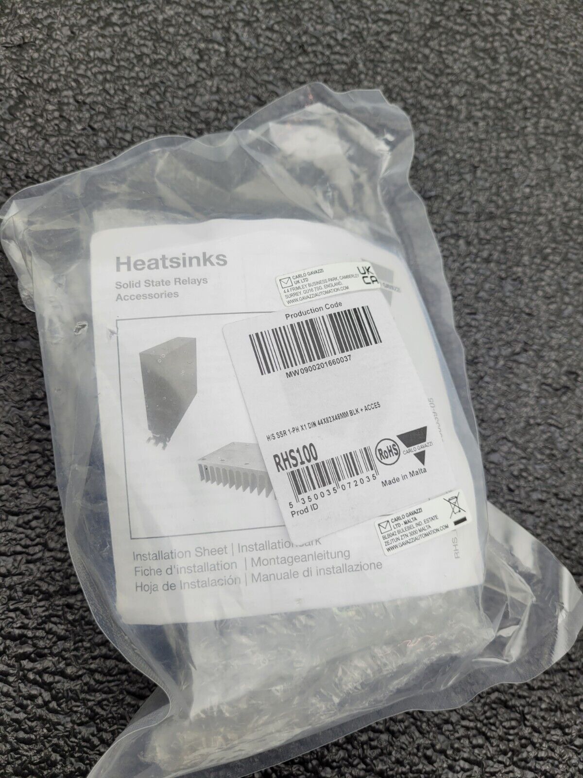 Digikey 1864-1213-ND Carlo Gavazzi SSR 3.1 Deg C/W Heatsink Assembly RHS100