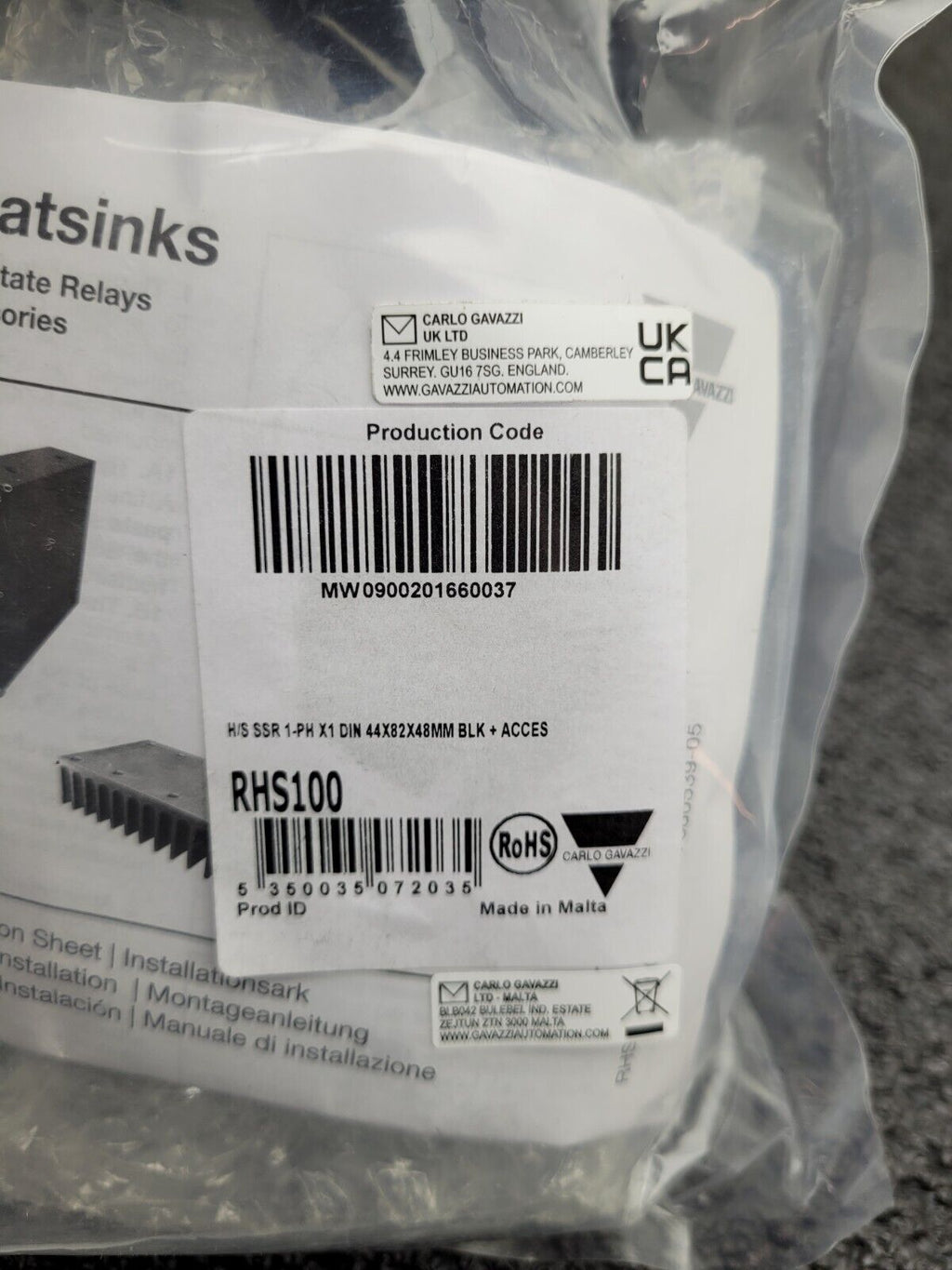 Digikey 1864-1213-ND Carlo Gavazzi SSR 3.1 Deg C/W Heatsink Assembly RHS100