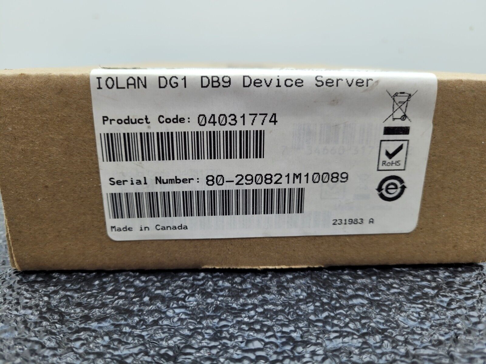 Perle 04031774 Iolan Dg1 Db9 Device Svr 1xdb9mperp Rs232/422/485 10/100/1000