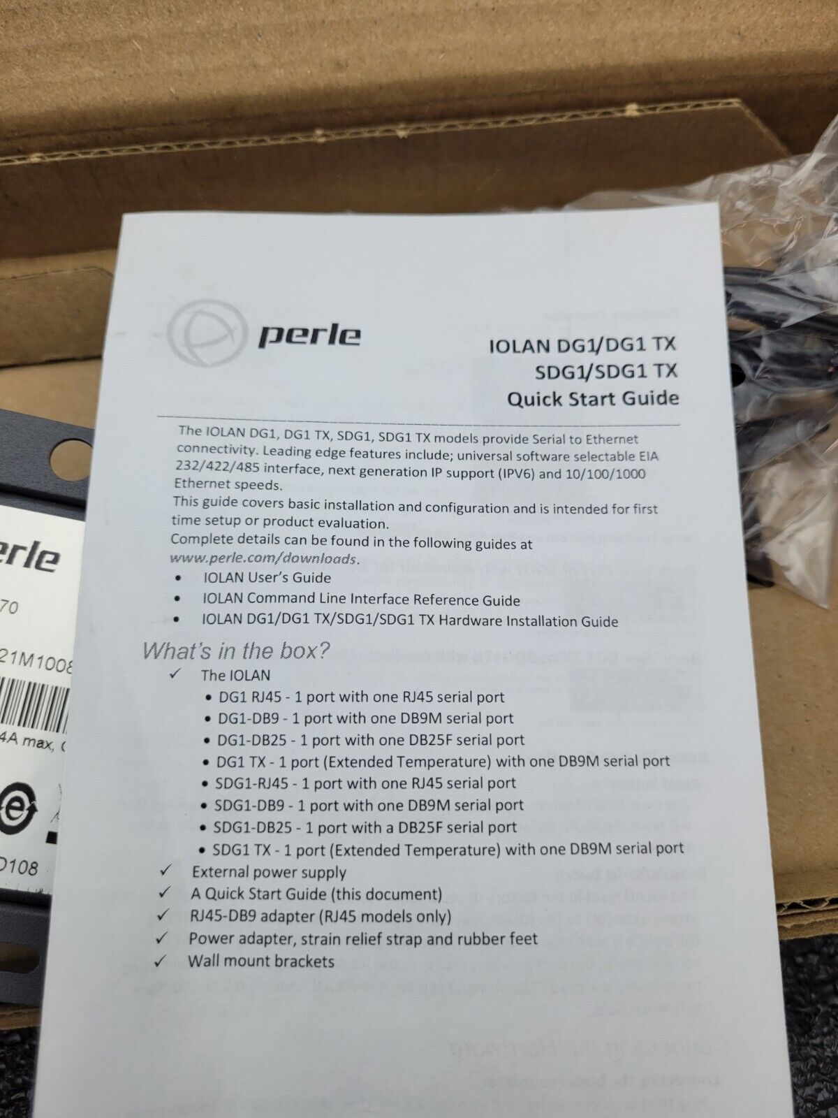 Perle 04031774 Iolan Dg1 Db9 Device Svr 1xdb9mperp Rs232/422/485 10/100/1000