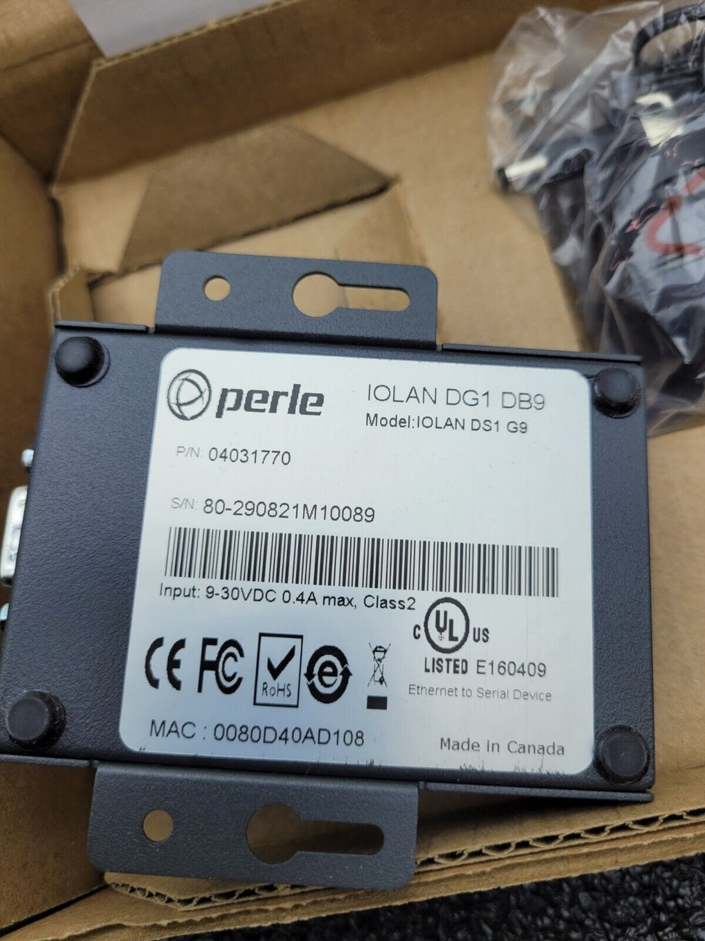 Perle 04031774 Iolan Dg1 Db9 Device Svr 1xdb9mperp Rs232/422/485 10/100/1000