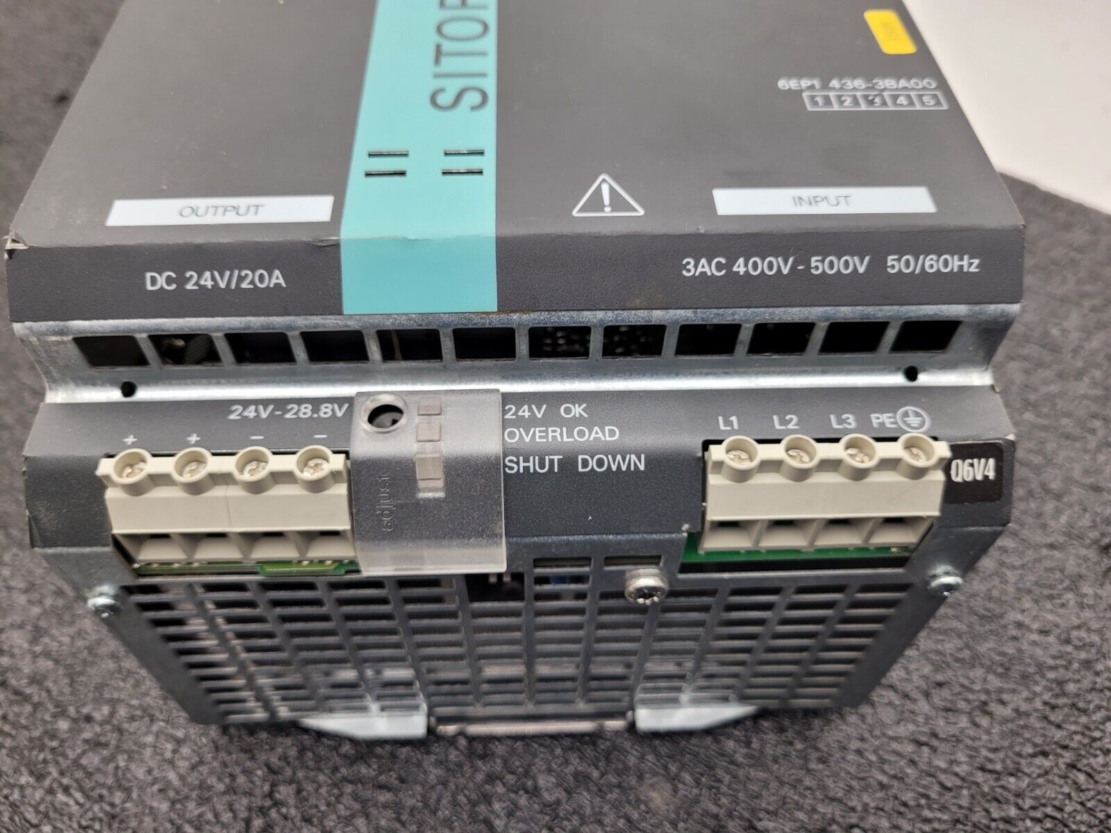 Siemens 6EP1436-3BA00 SITOP Power 20 Din-Rail Power Supply 480VAC to 24VDC 20A