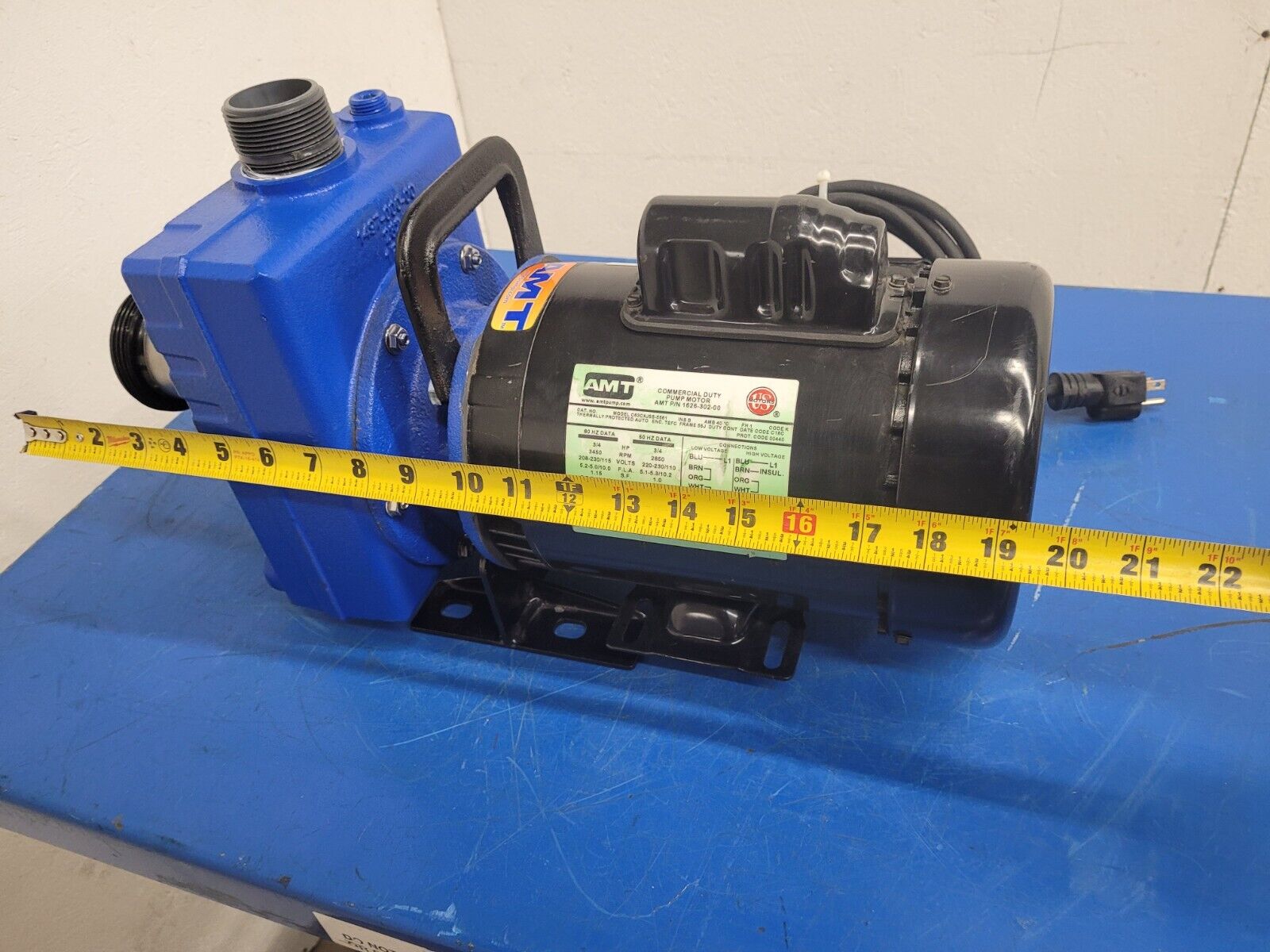 AMT Pump 282D-95 Self-Priming Centrifugal Pump 3/4HP 1Ph 120/240VAC 1.5" Inlet