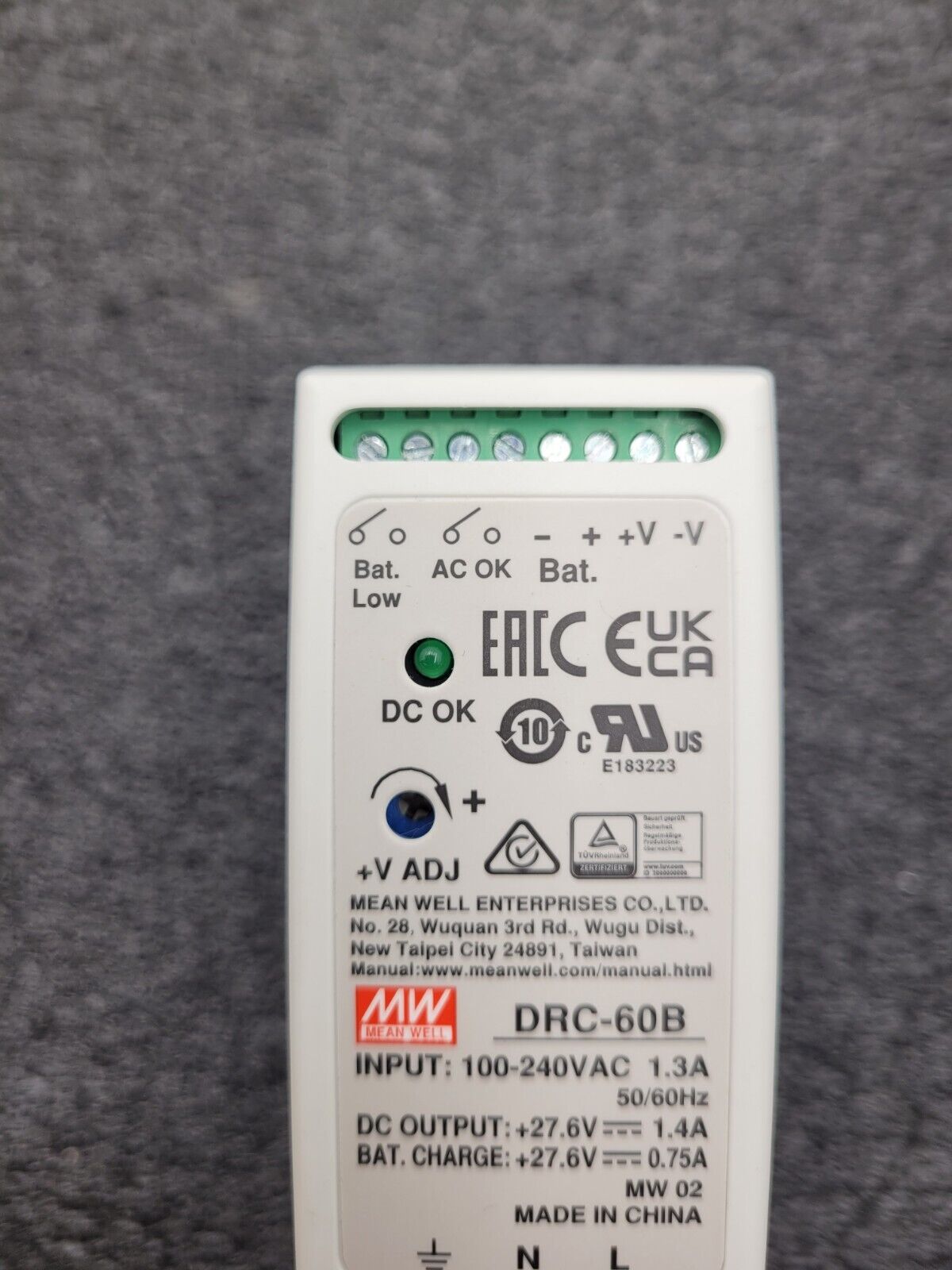 Mean Well DRC-60B Power Supply/Battery Charger 2 Outputs 27.6VDC @1.4 and 0.75A