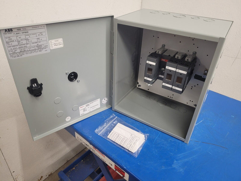ABB FJ601-3PB6B Enclosed Disconnect Switch 3 Pole 60 Amp 600VAC NEW