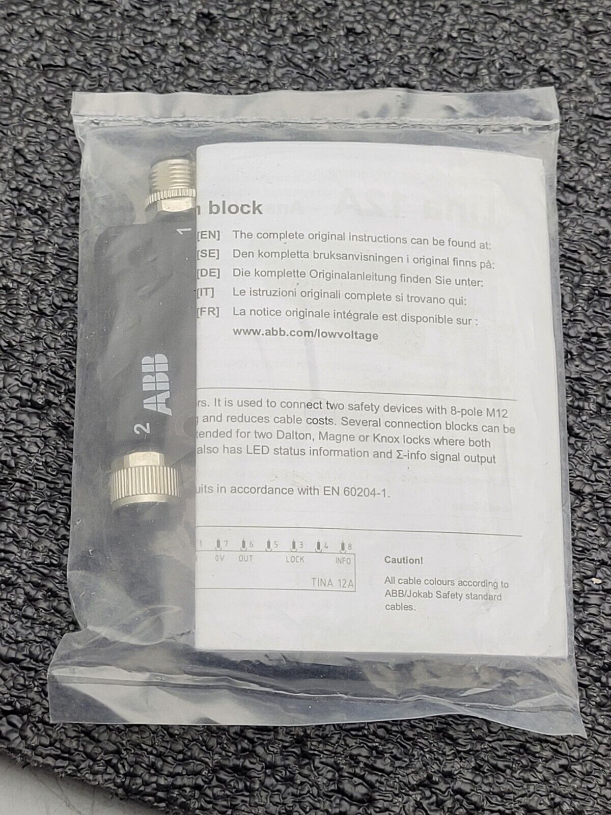 ABB Connection Block Tina 12A 2TLA020054R1800 OVP 2x M12 8-pole F to 1x M12 M