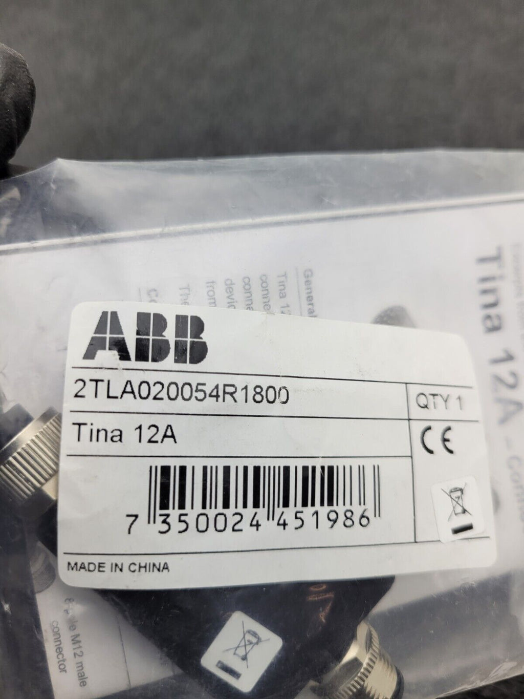 ABB Connection Block Tina 12A 2TLA020054R1800 OVP 2x M12 8-pole F to 1x M12 M