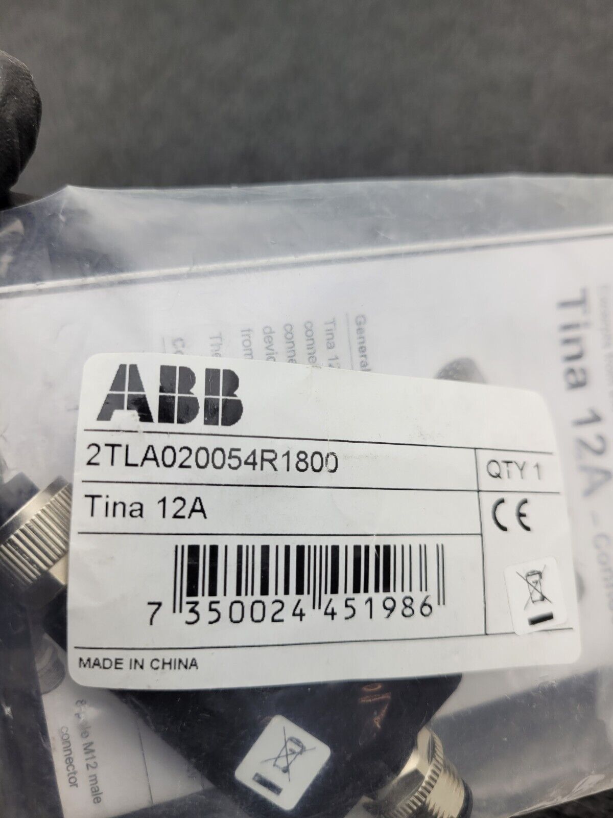 ABB Connection Block Tina 12A 2TLA020054R1800 OVP 2x M12 8-pole F to 1x M12 M