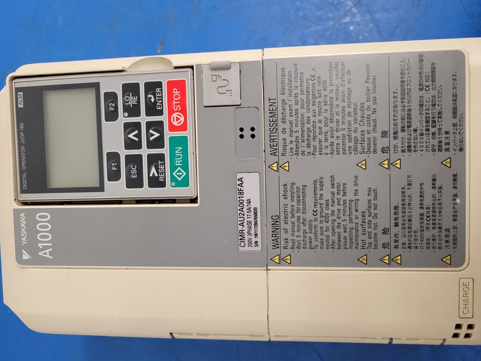 Yaskawa CIMR-AU2A0018FAA AC VFD Motor Drive A1000 Series 200V 3Ph 17.5A