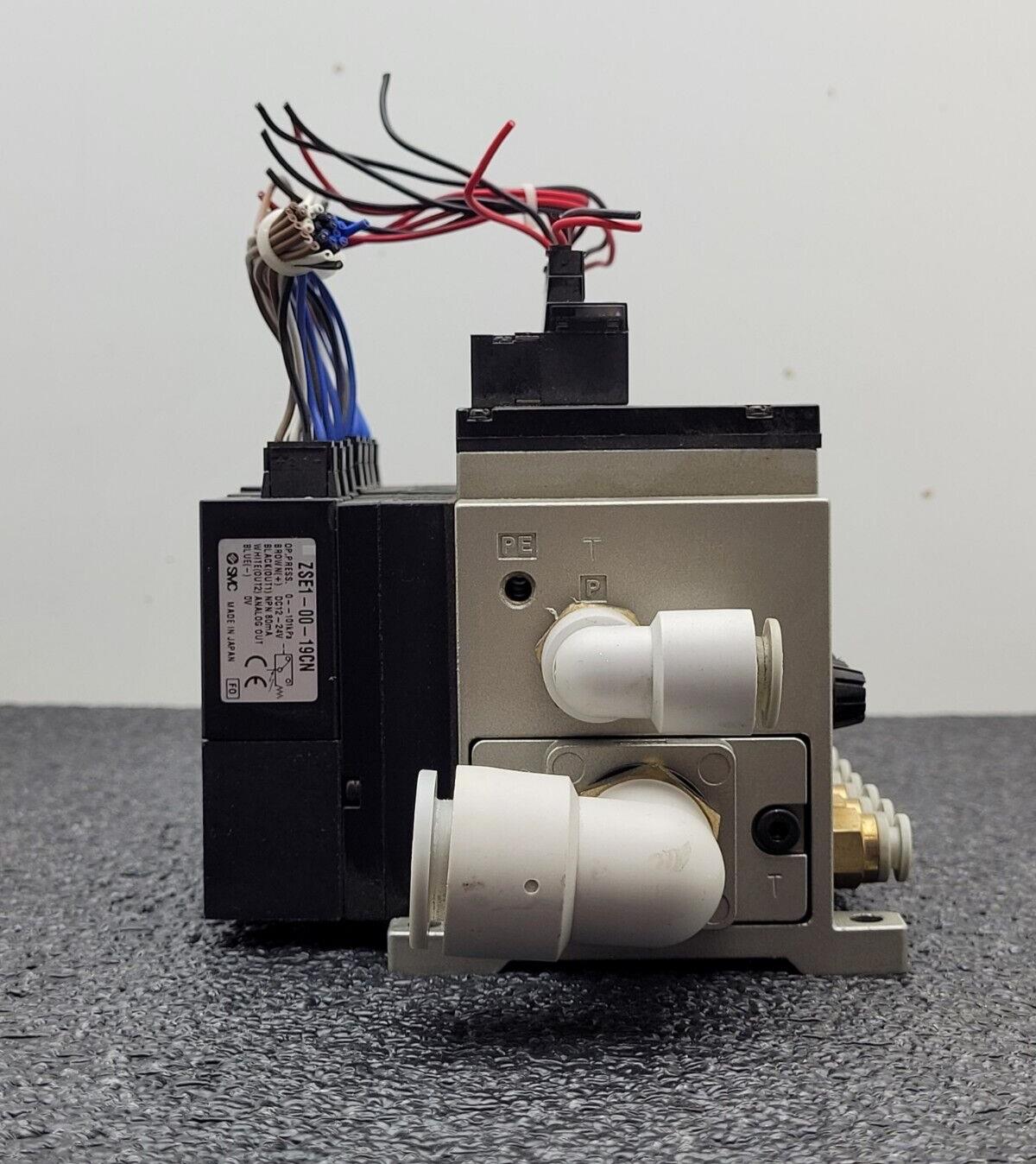 7 Valve Block SMC ZSE1-00-19C Compact Vacuum Switch Ejector 12-24VDC 0-15PSI