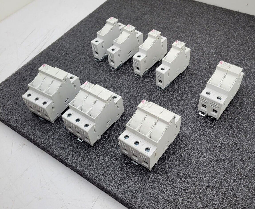 Lot of 8 ETI Fuse Holder EFD 10 1p 10 x 38 002540001 DIN Rail 3, 2 and 1 Unit