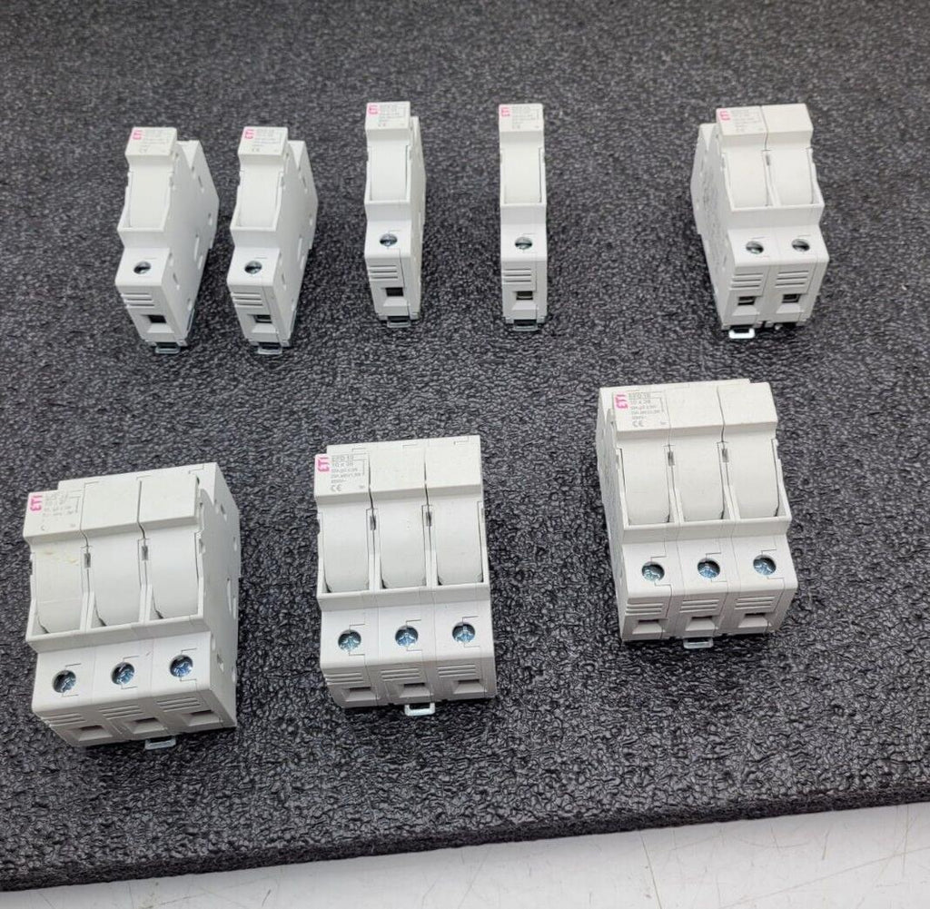 Lot of 8 ETI Fuse Holder EFD 10 1p 10 x 38 002540001 DIN Rail 3, 2 and 1 Unit