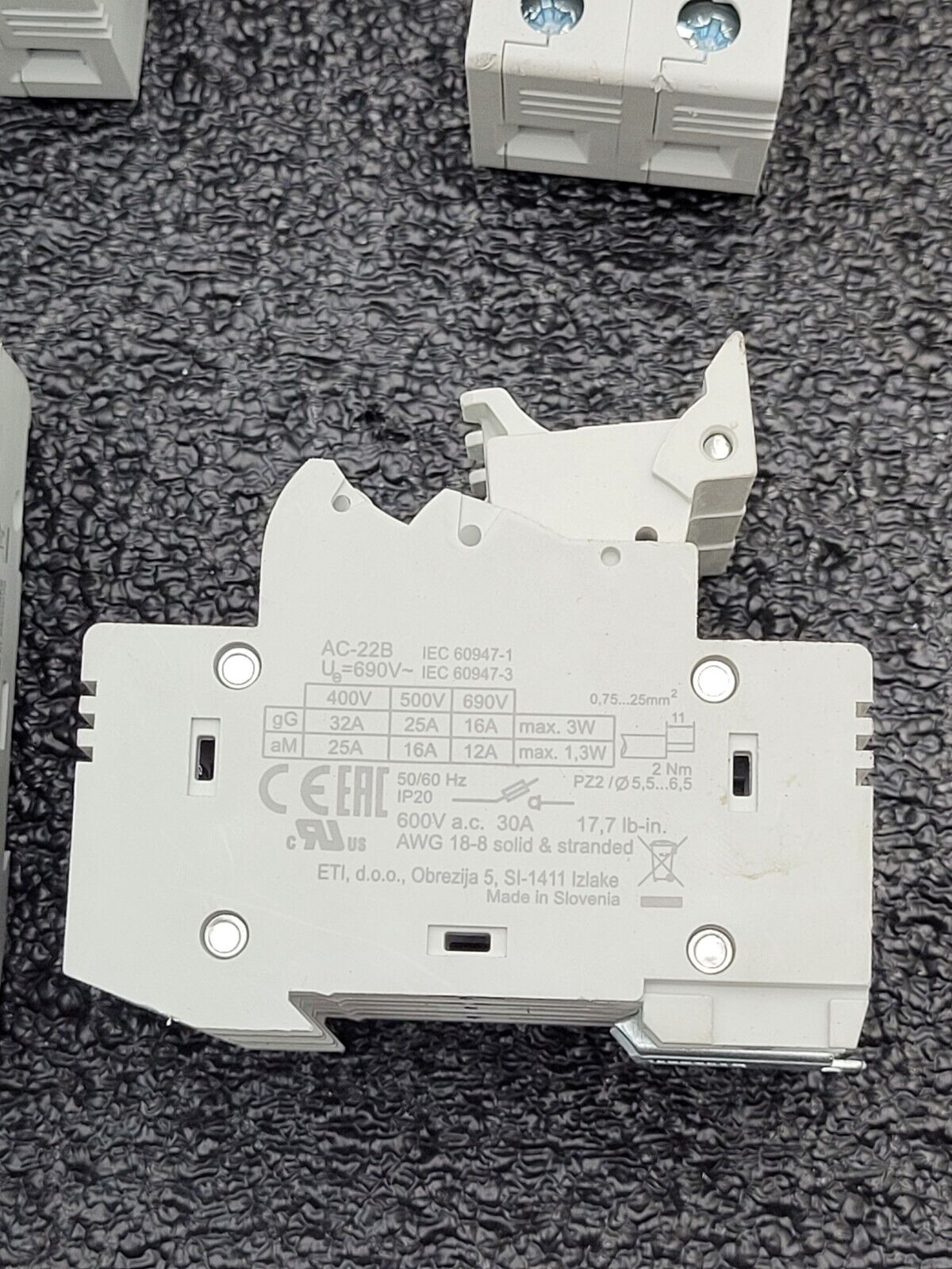 Lot of 8 ETI Fuse Holder EFD 10 1p 10 x 38 002540001 DIN Rail 3, 2 and 1 Unit
