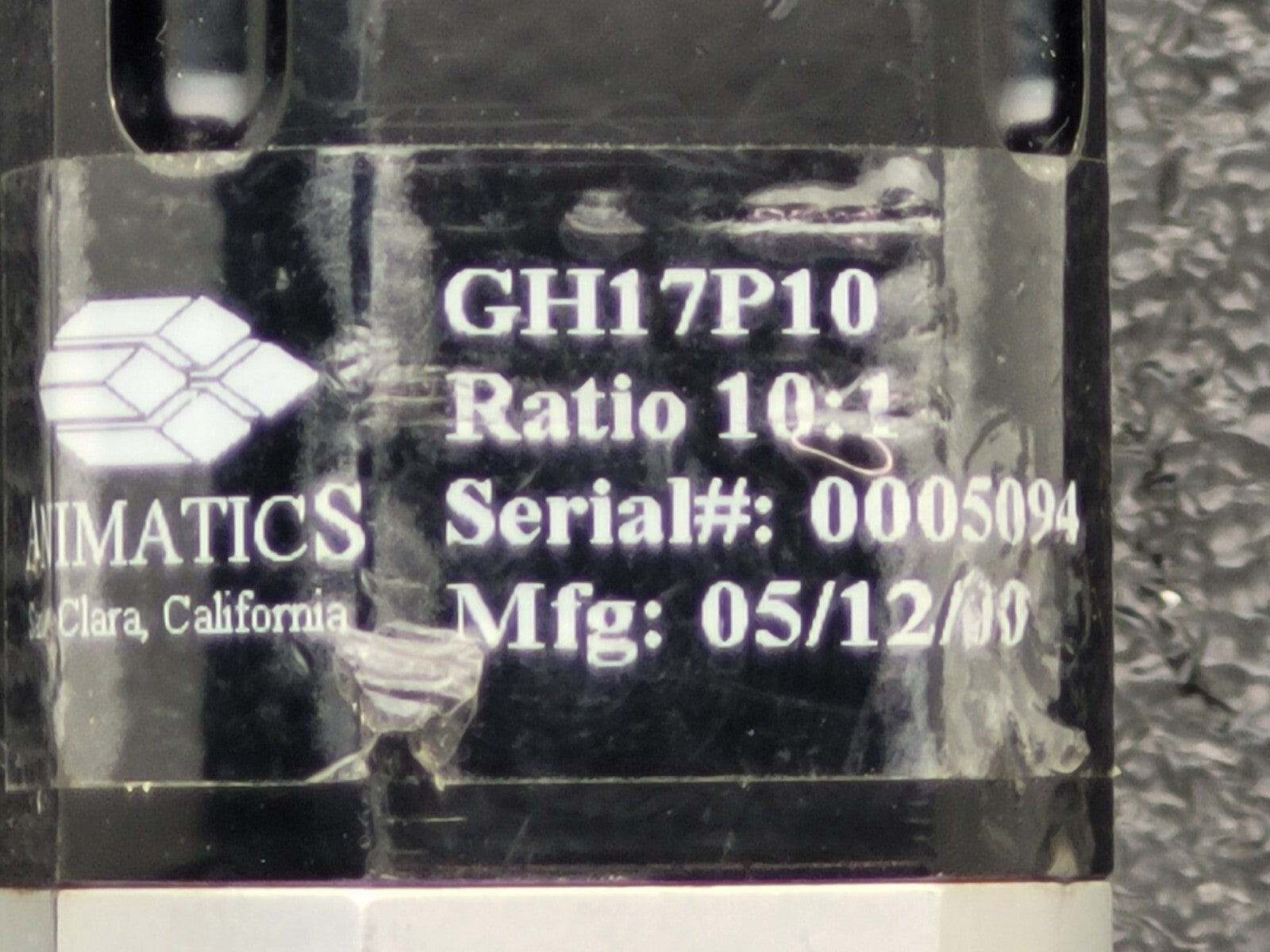 Animatics SM1720M Smart Motor Ver 4.0Q2 E05877 w/ GH17P10 10:1 Gearhead